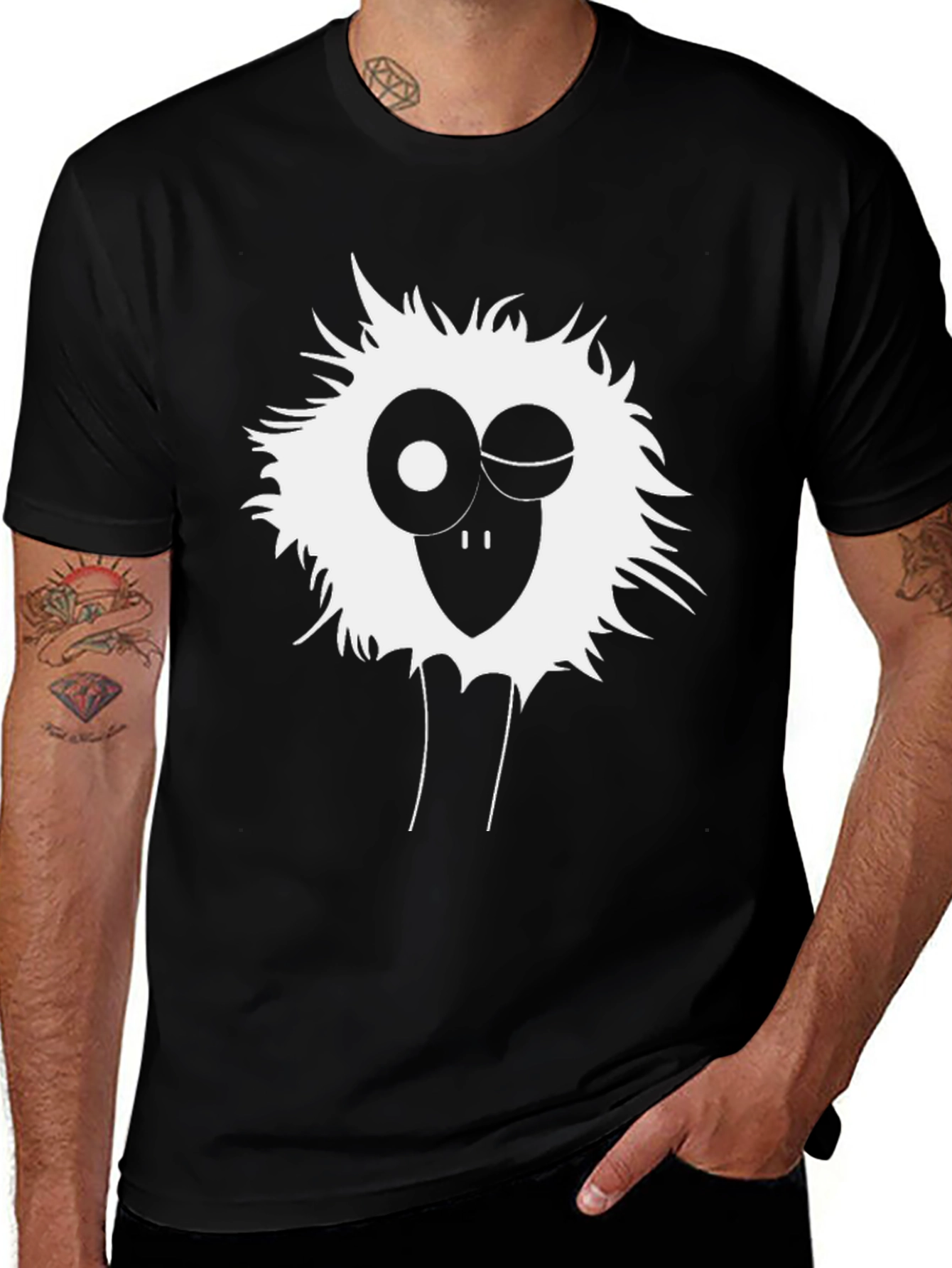 Variant 10 of Wacky Ostrich Graphic Tee - Black Cotton T-Shirt