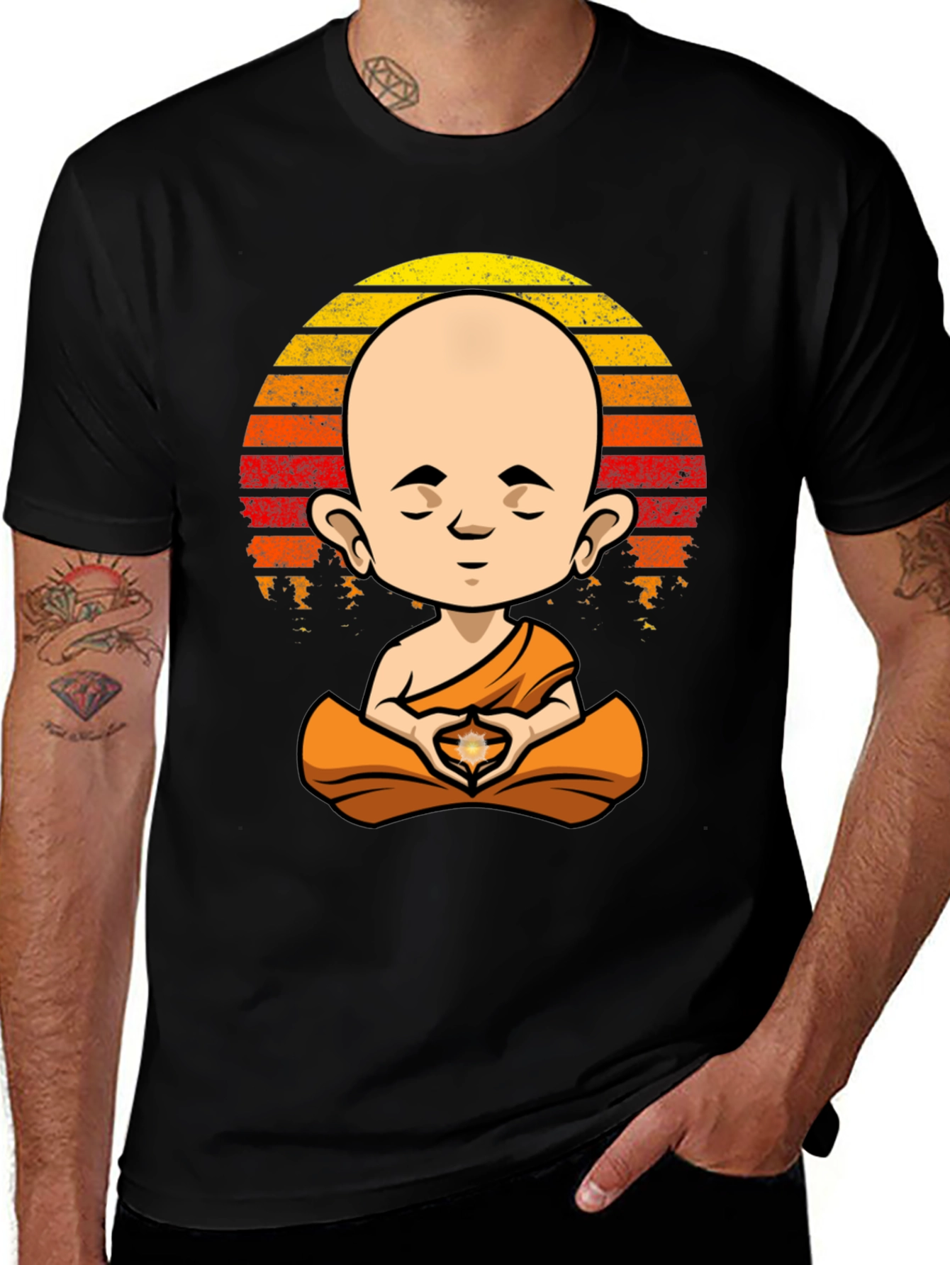Variant 10 of Meditating Monk T-Shirt - Zen Buddha Graphic Tee