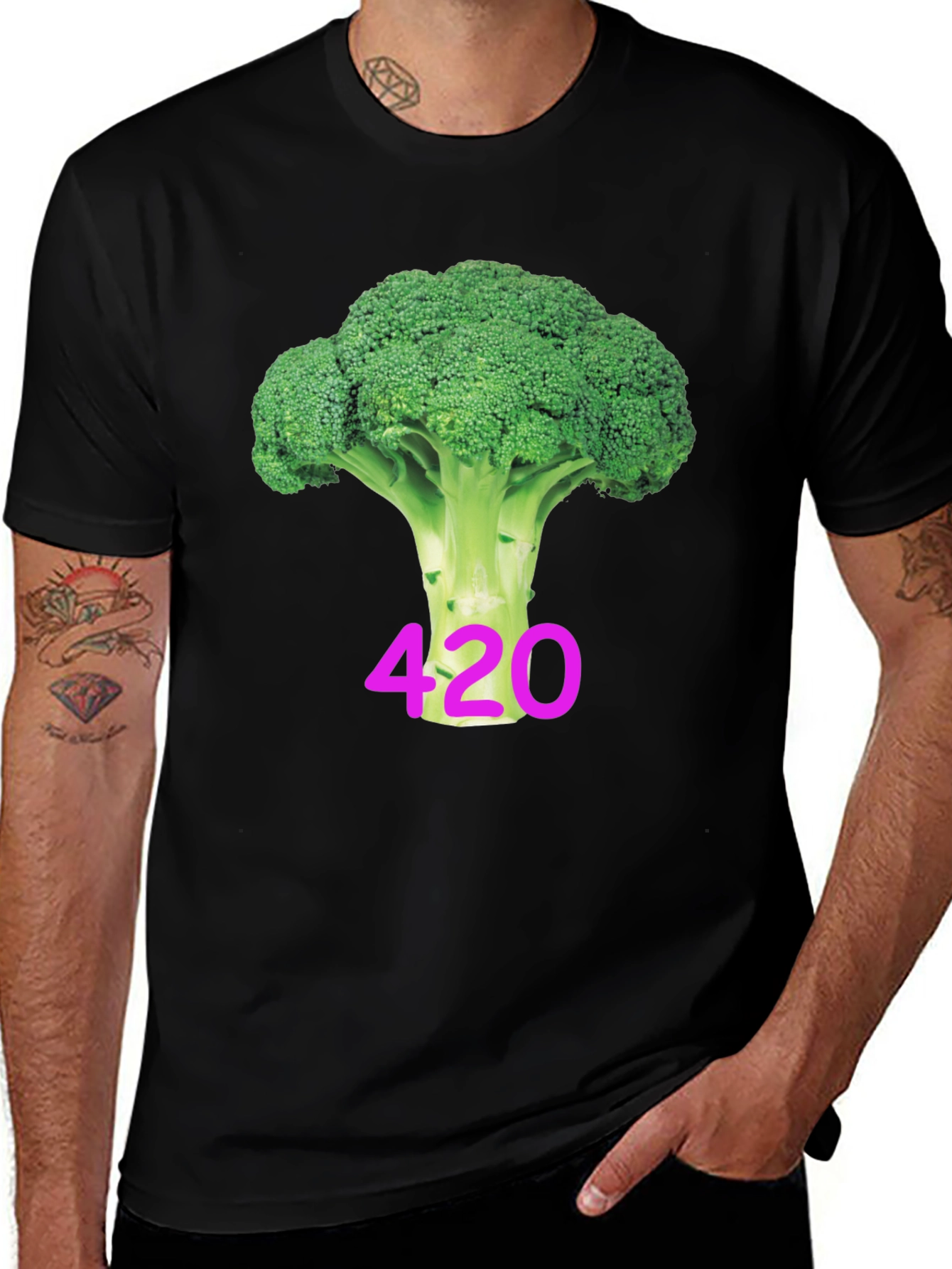Variant 30 of Broccoli 420 Black T-Shirt - Novelty Design
