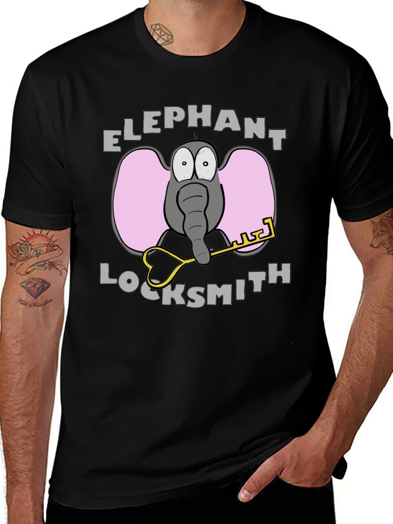 Black Elephant Locksmith Graphic T-Shirt main image