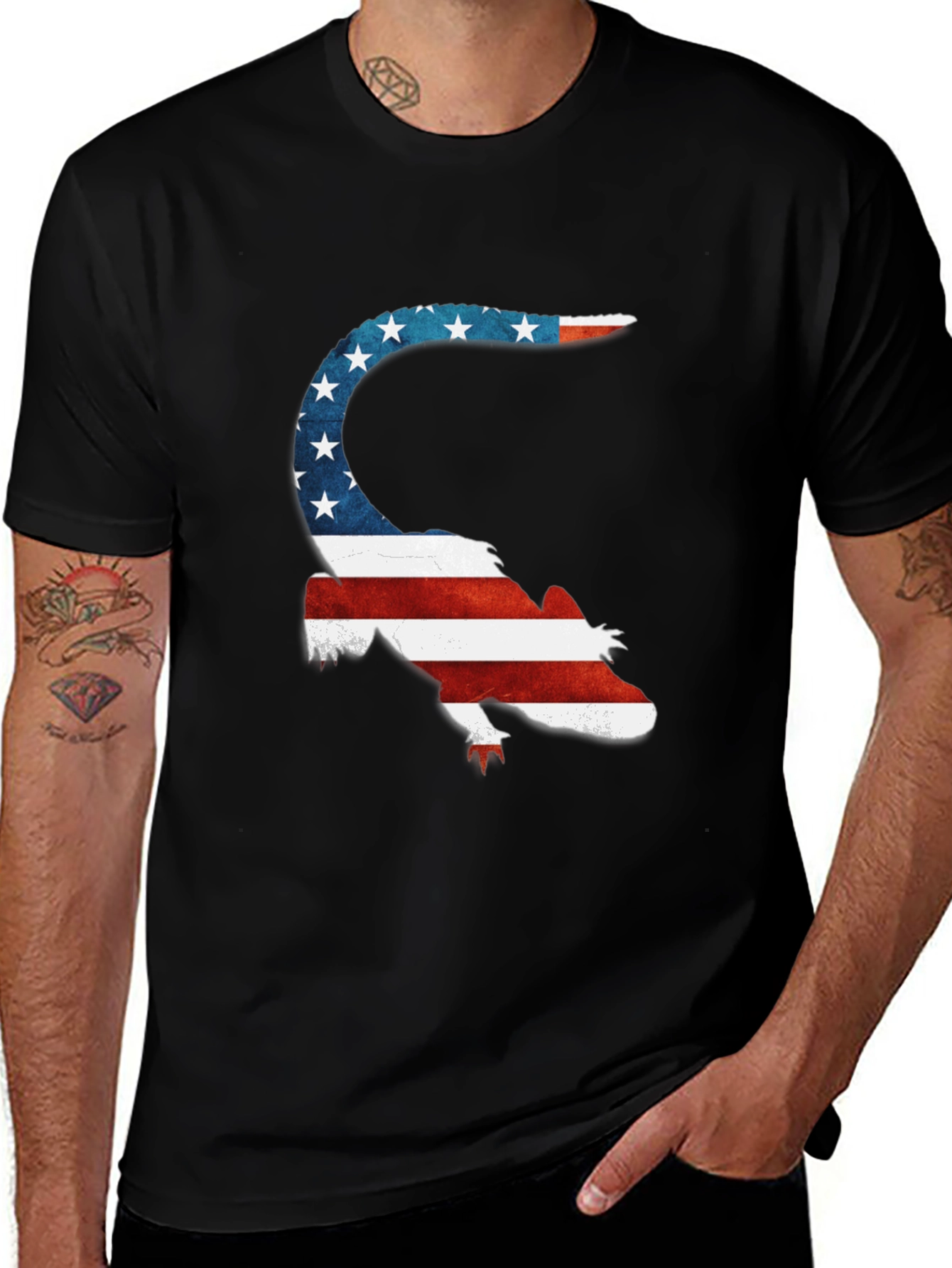 Variant 23 of Patriotic Lizard Tee - USA Flag Graphic T-Shirt