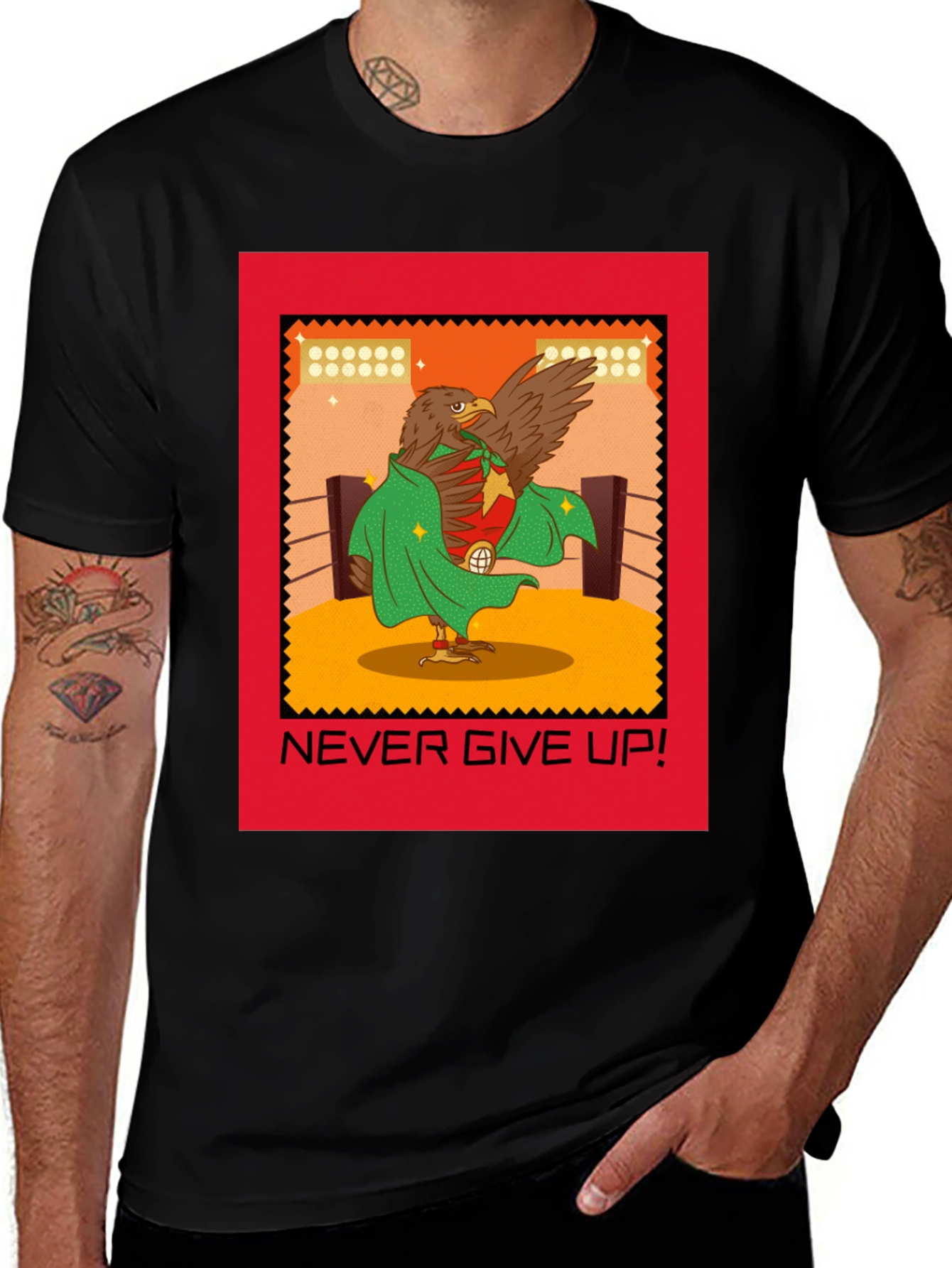 Variant 7 of Motivational Eagle Graphic T-Shirt - Never Give Up!