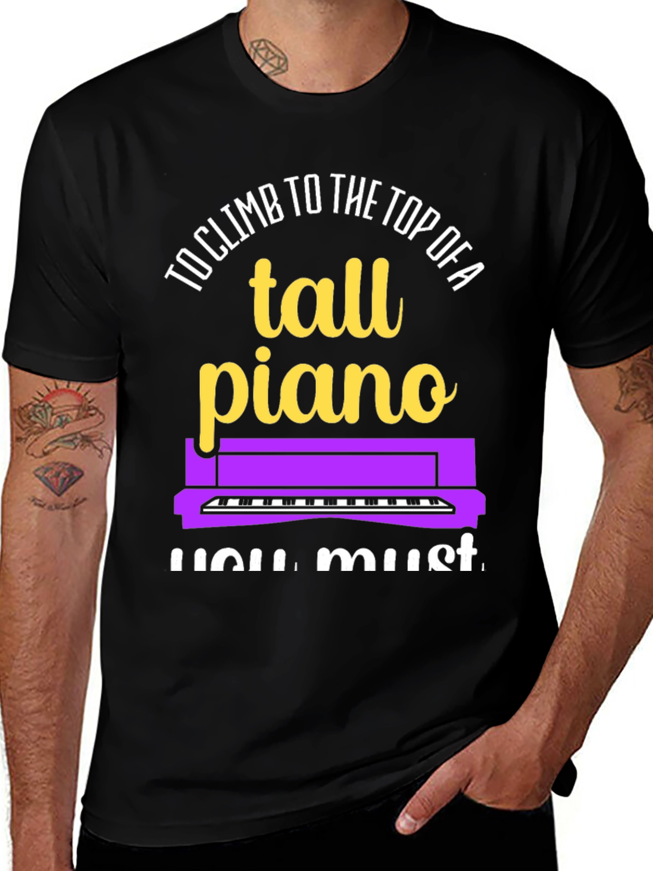 Variant 22 of Tall Piano Graphic Tee - Musician's Novelty Shirt