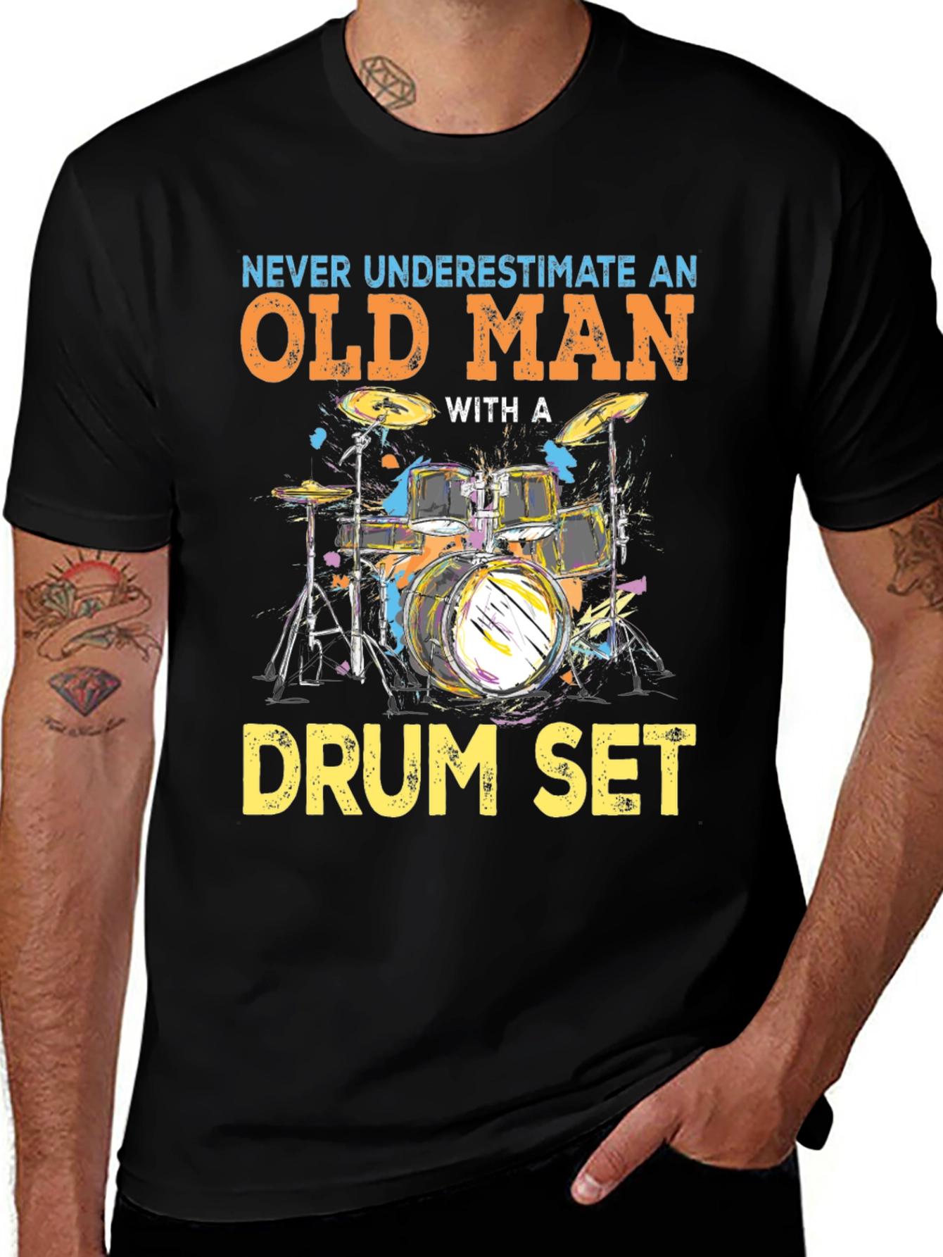 Variant 16 of Old Man Drum Set Graphic Tee