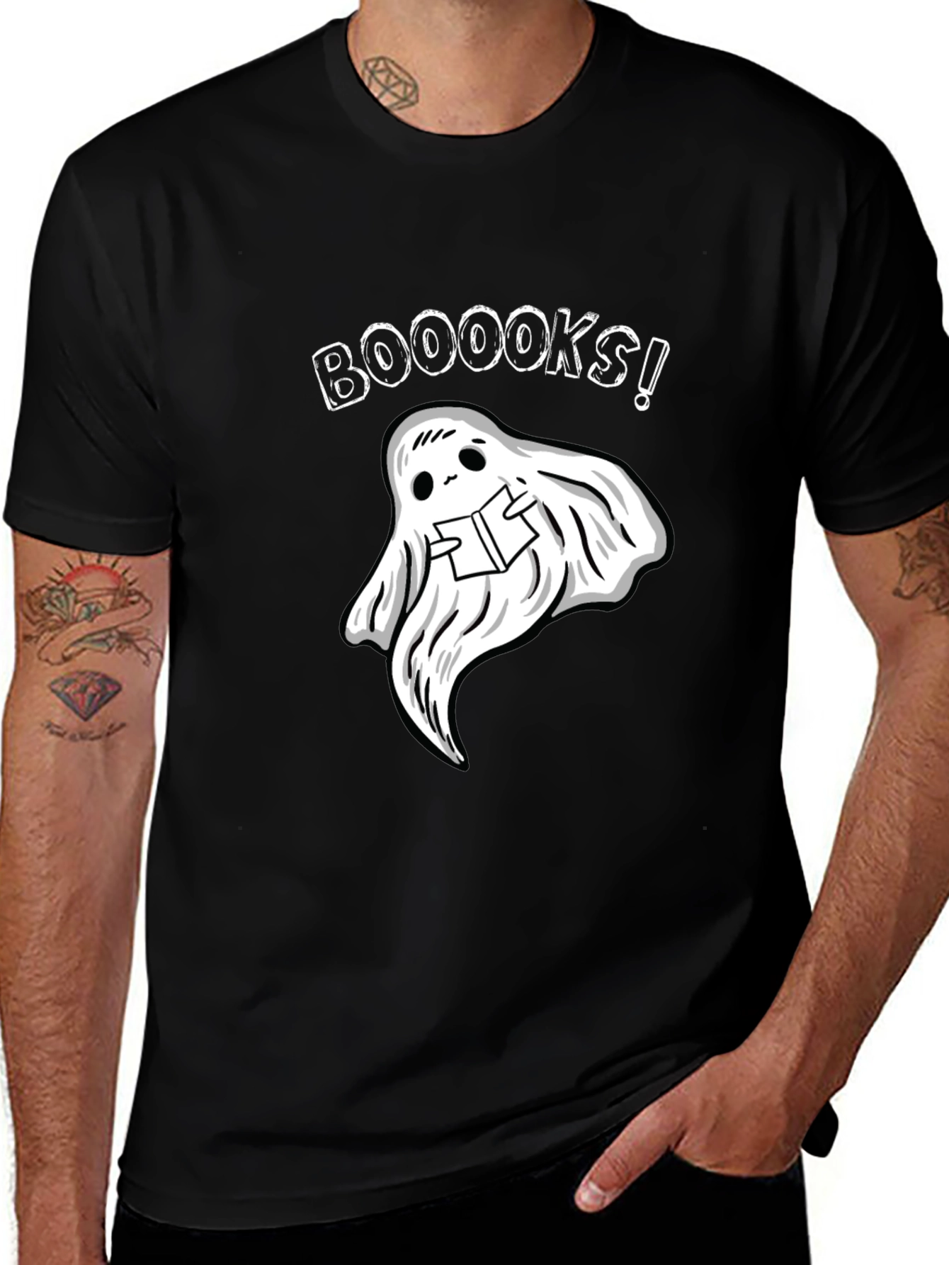 Variant 16 of Booooks! Ghost Reading Book T-Shirt - Spooky Season Tee