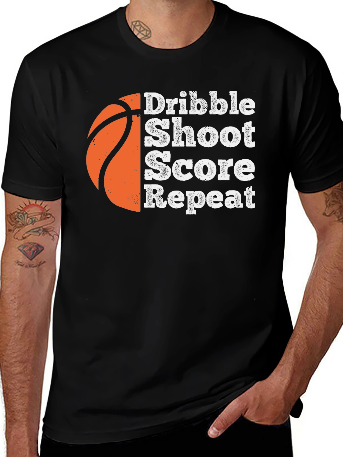 Variant 6 of Dribble Shoot Score Repeat Basketball T-Shirt