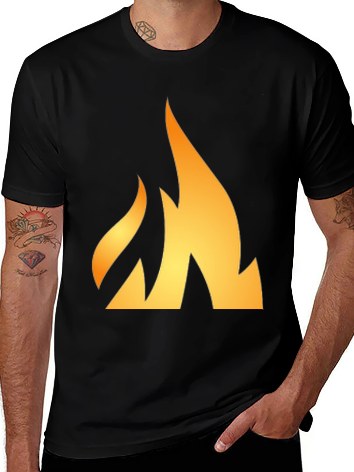 Variant 22 of Fiery Flame Graphic Tee - Black Cotton T-Shirt