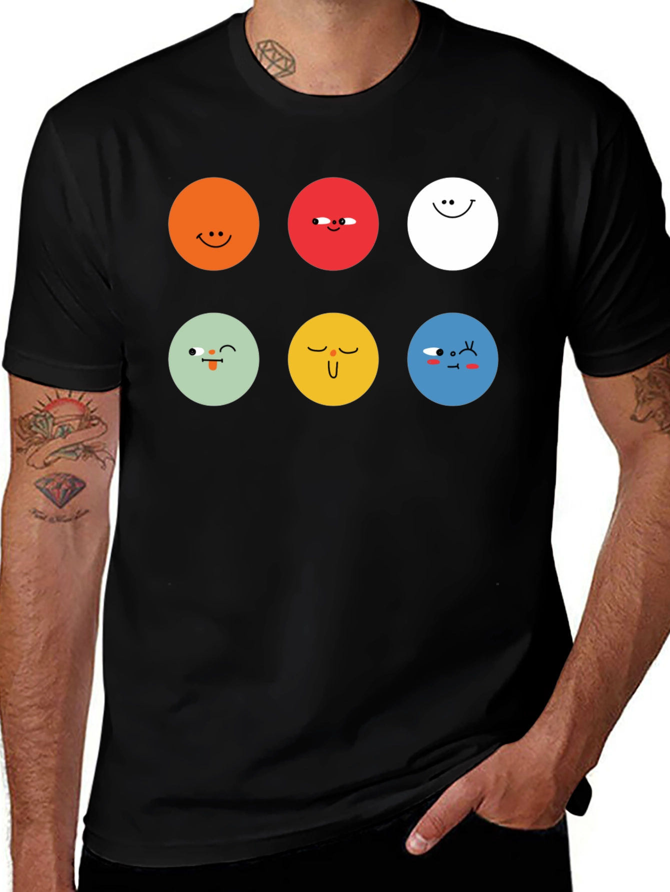 Variant 19 of Emoji Faces Graphic Tee - Unisex Black T-Shirt