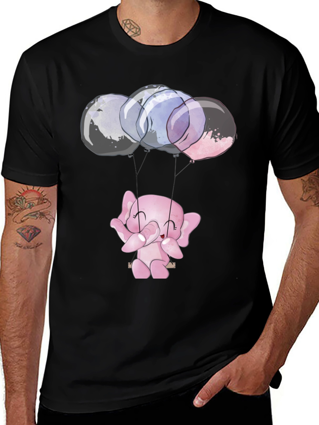 Variant 30 of Cute Elephant Balloons Graphic T-Shirt