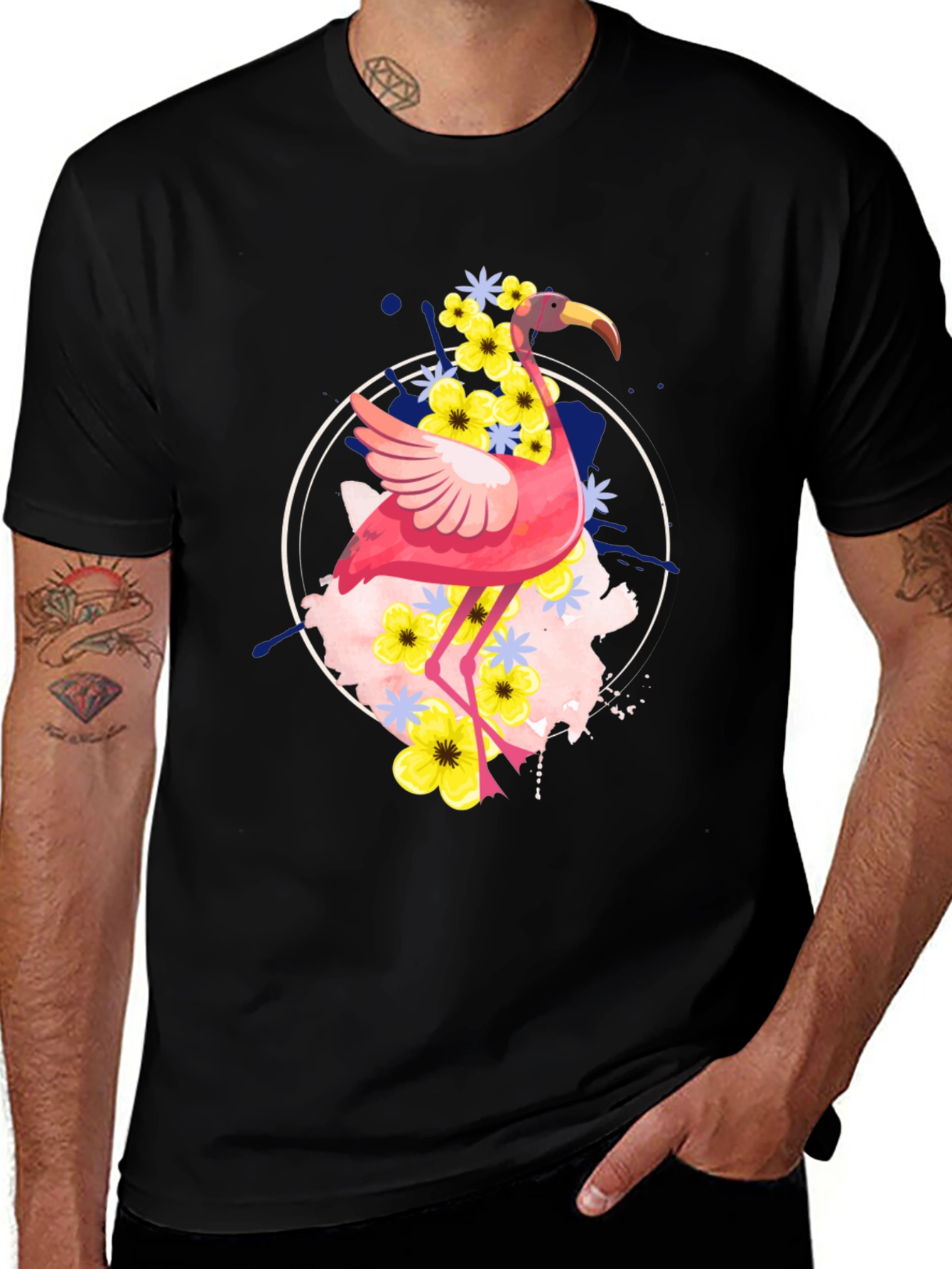 Variant 6 of Flamingo Floral Graphic Tee - Unique Design