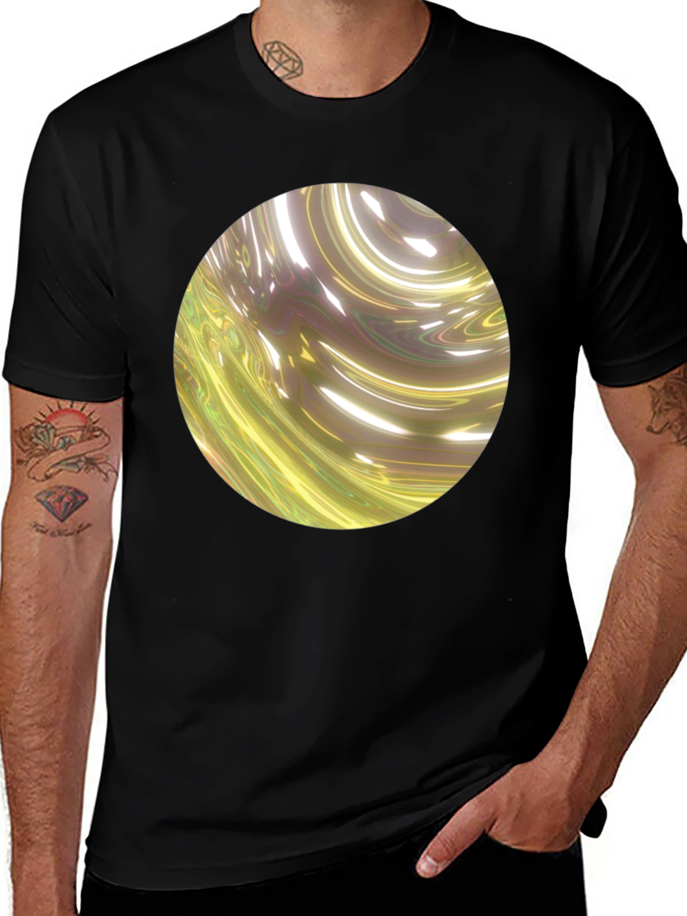 Variant 16 of Abstract Swirl Graphic Black T-Shirt