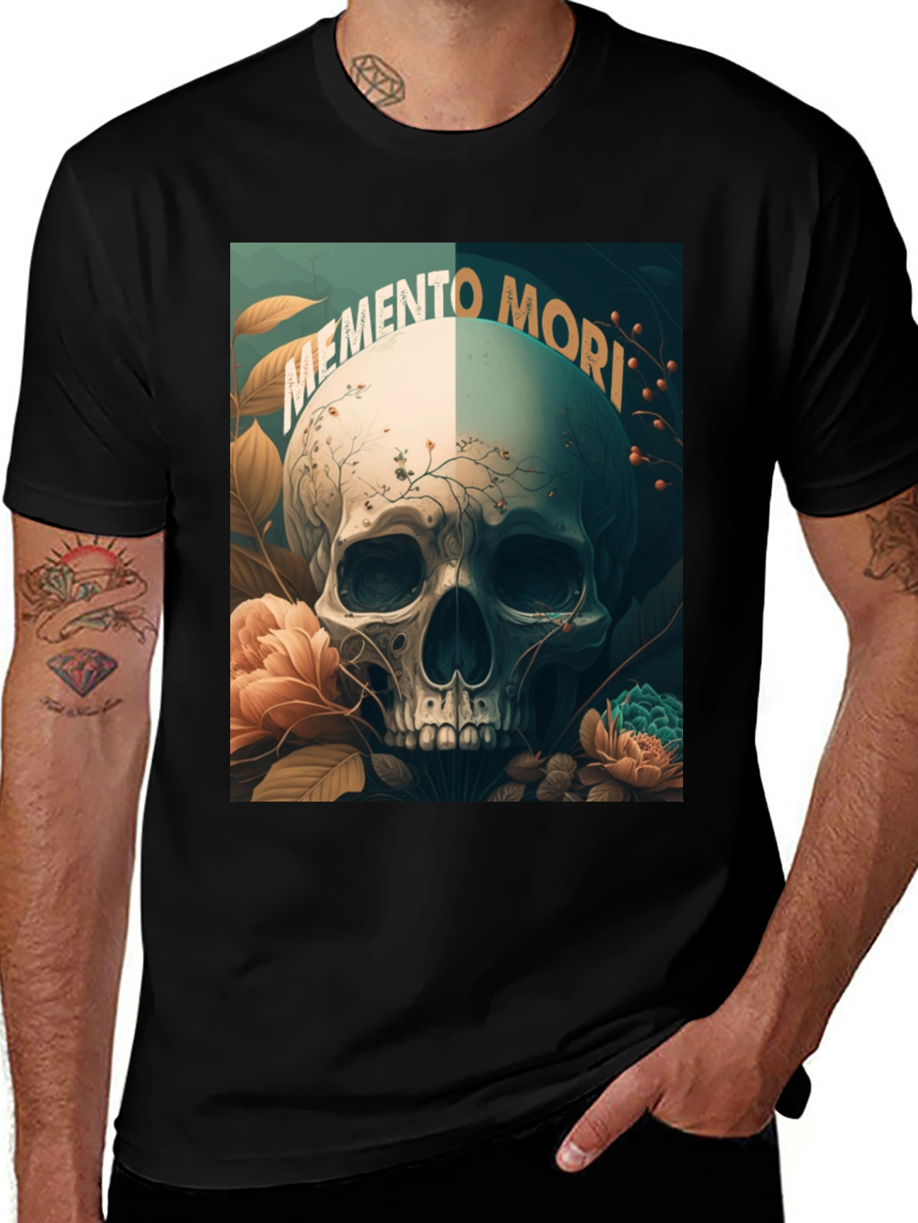 Memento Mori Skull Graphic Tee - Black