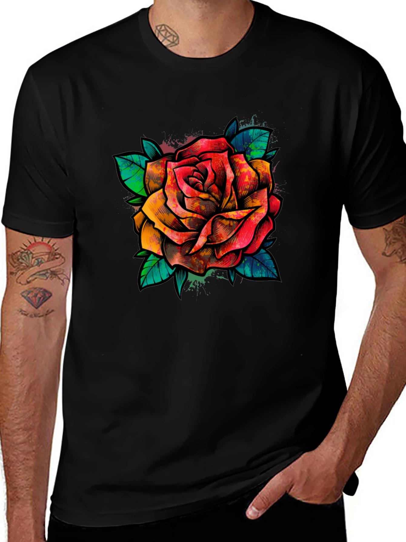 Variant 11 of Rose Graphic Tee - Bold Floral Print