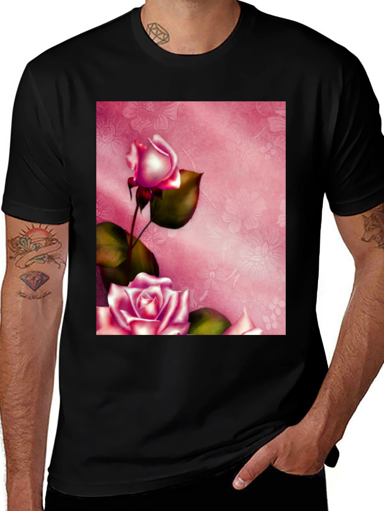 Variant 9 of Floral Roses Graphic Tee - Stylish Blossom Design