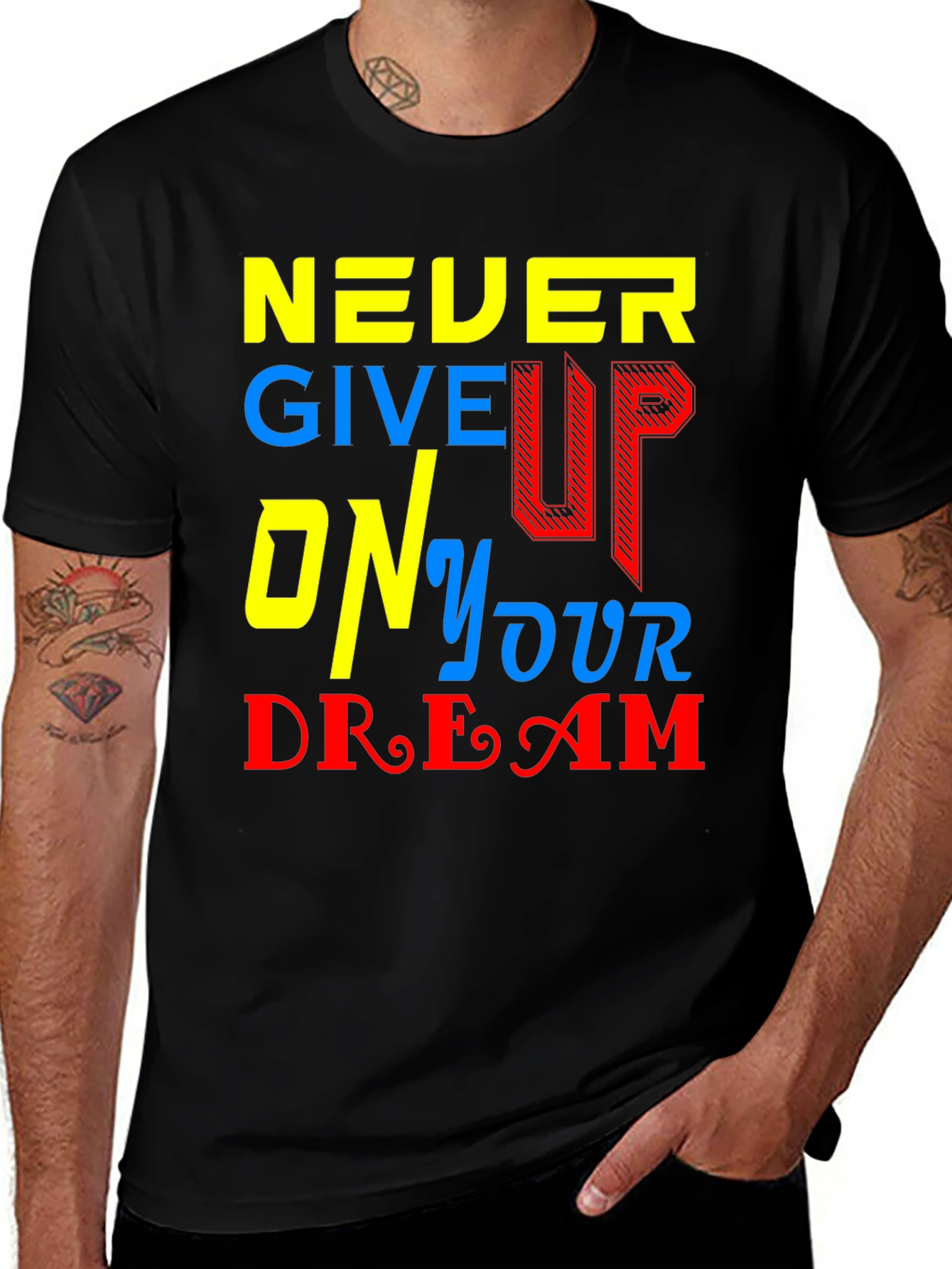 Variant 12 of Never Give Up T-Shirt - Motivational Graphic Tee