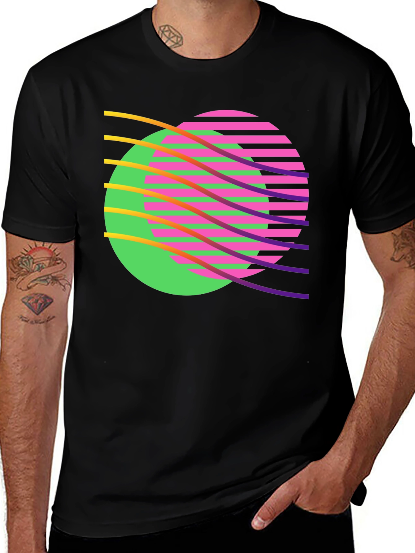 Variant 23 of Retro Wave Graphic T-Shirt - Black