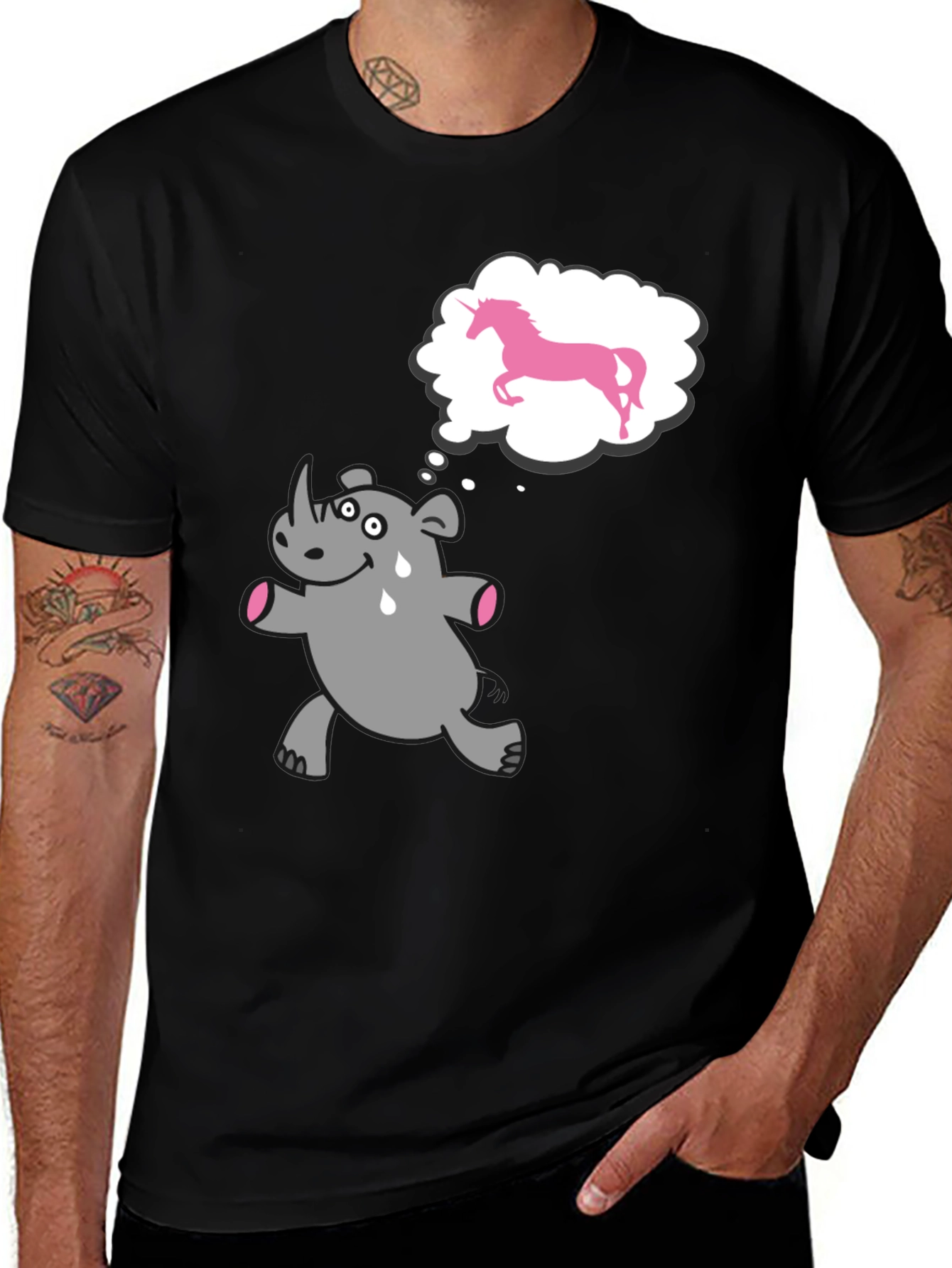 Variant 7 of Funny Rhino Unicorn Dream Black T-Shirt