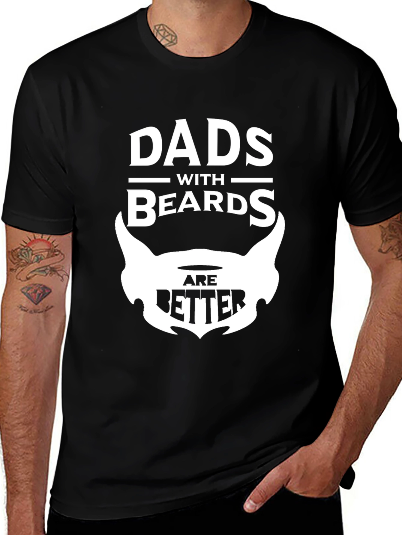 Variant 30 of Dads With Beards Are Better Black Graphic T-Shirt
