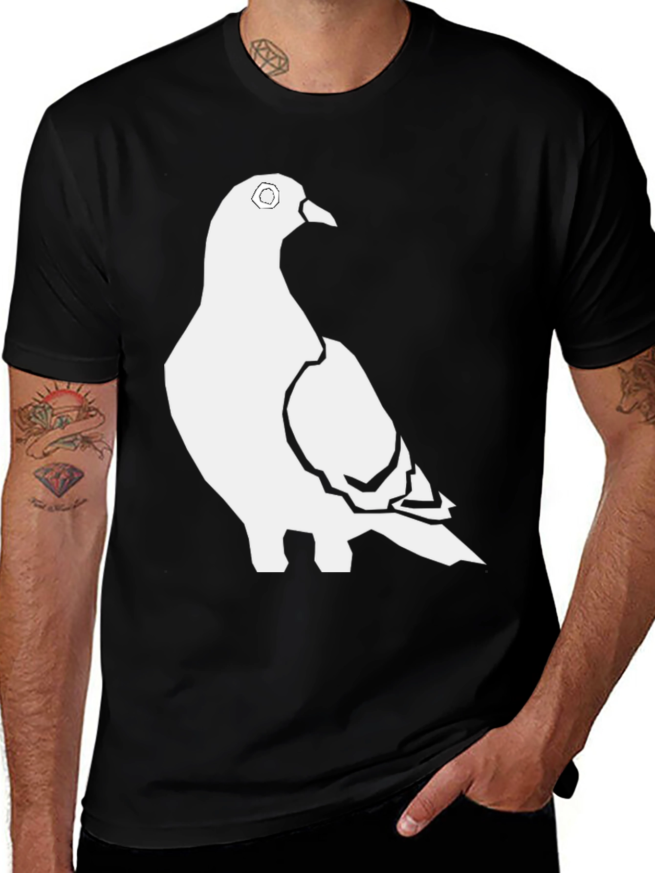 Variant 15 of Pigeon Graphic Tee - Stylish Black Bird T-Shirt