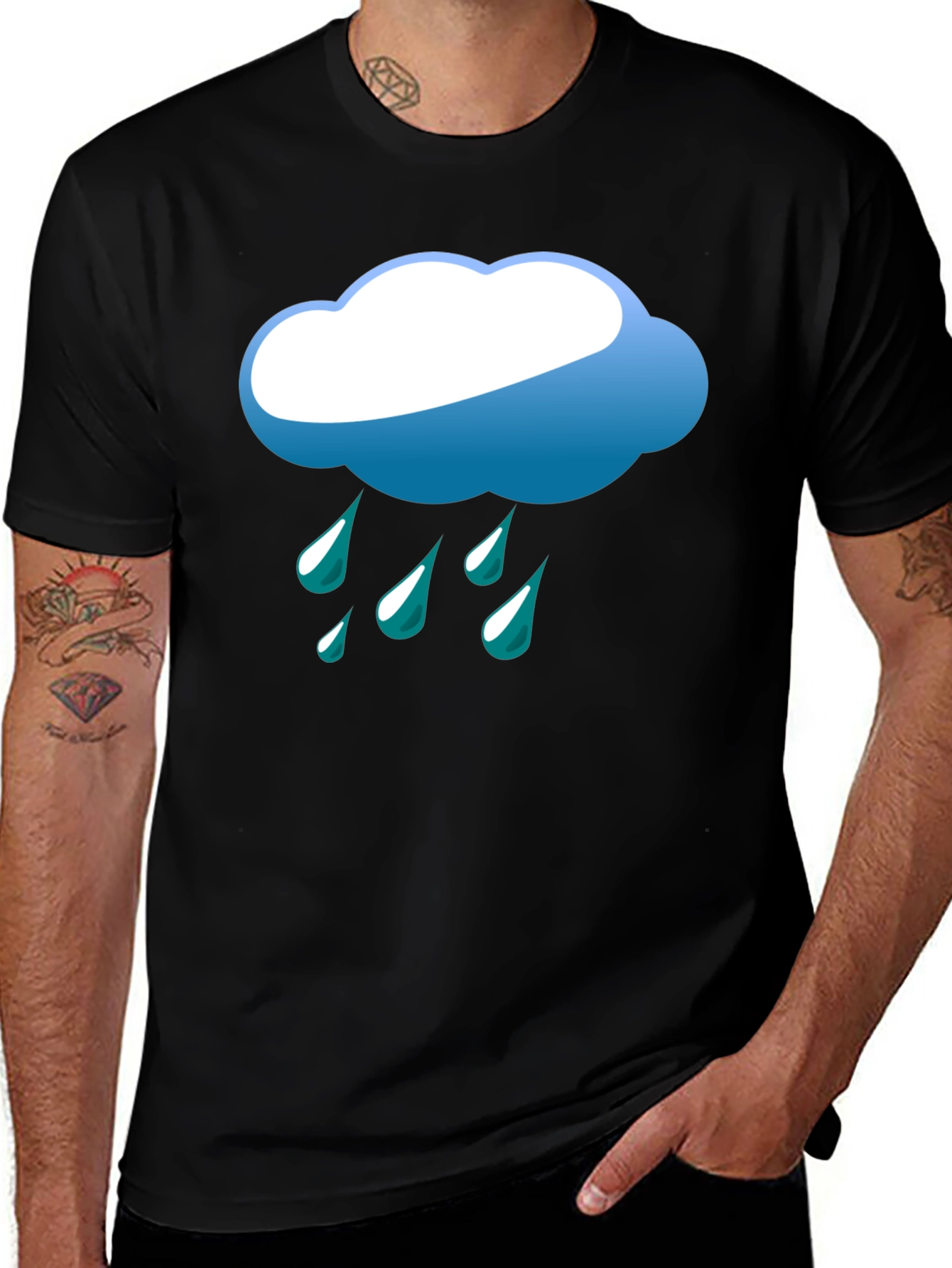 Variant 29 of Rainy Day Graphic Tee - Black Cotton T-Shirt