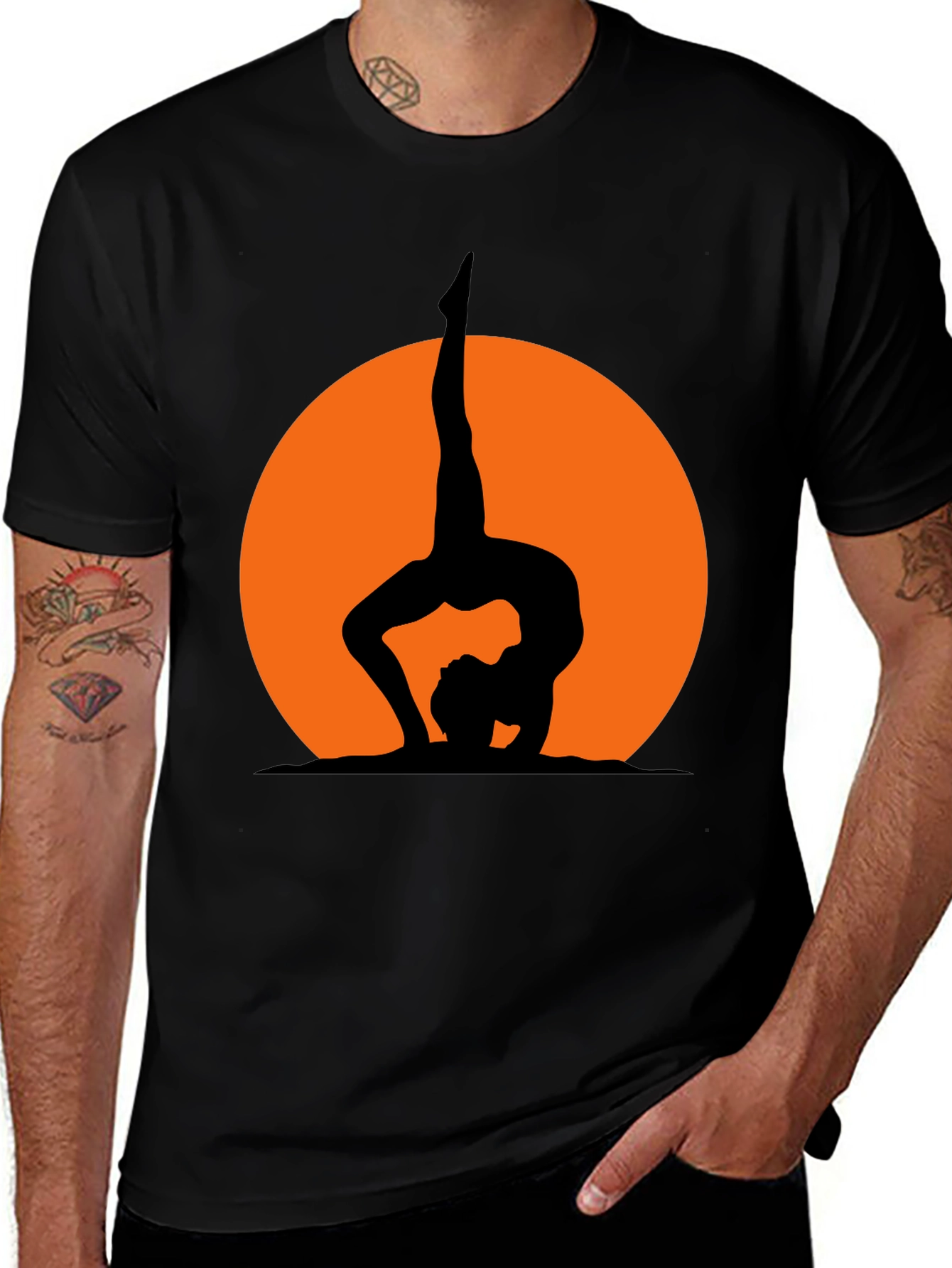 Variant 10 of Yoga Silhouette Graphic Tee - Black