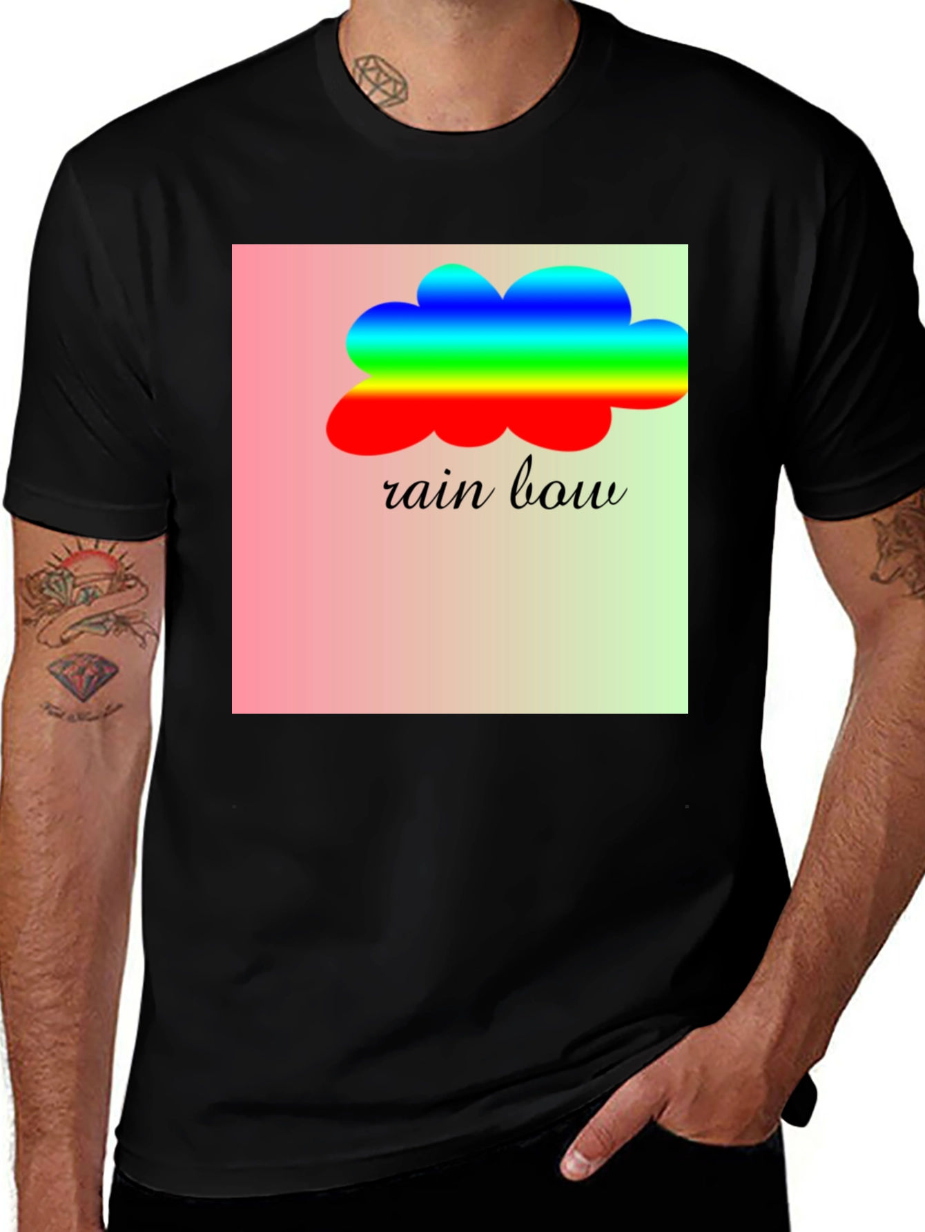 Variant 30 of Rainbow Cloud Graphic Tee - Stylish Black T-Shirt