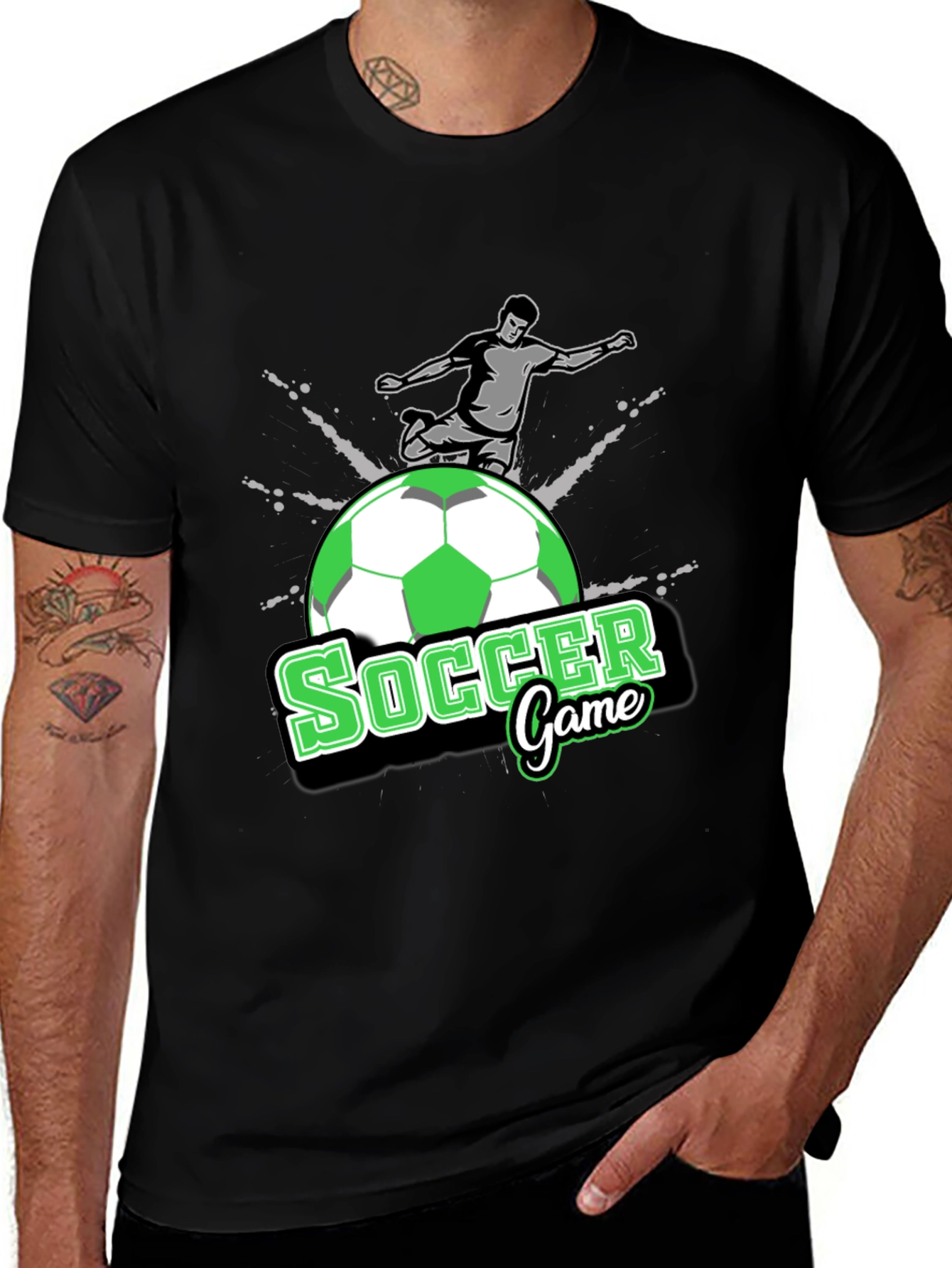 Variant 16 of Soccer Game T-Shirt - Black Graphic Tee