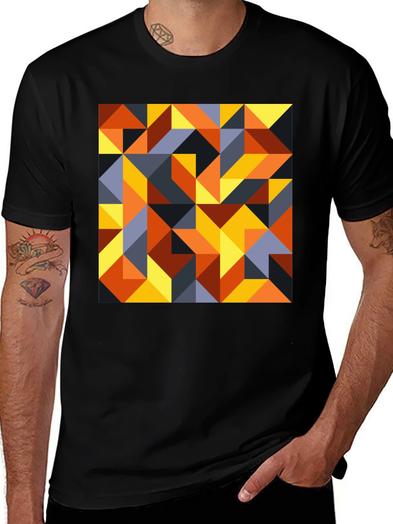Variant 28 of Geometric Triangle Pattern T-Shirt - Abstract Design