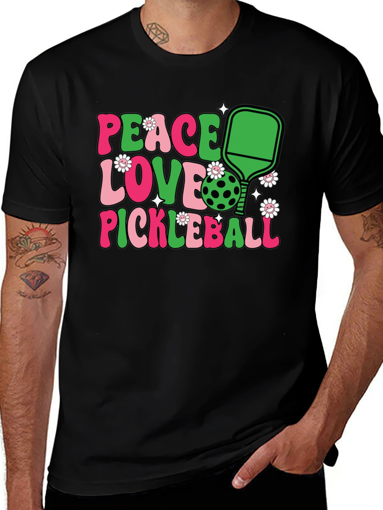 Variant 15 of Peace Love Pickleball Graphic Tee
