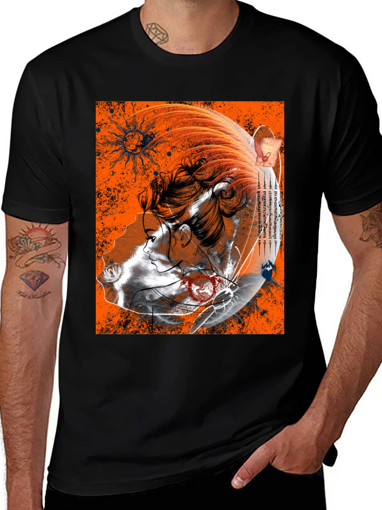 Variant 20 of Graphic Koi Fish Tattoo Art Men's Black T-Shirt