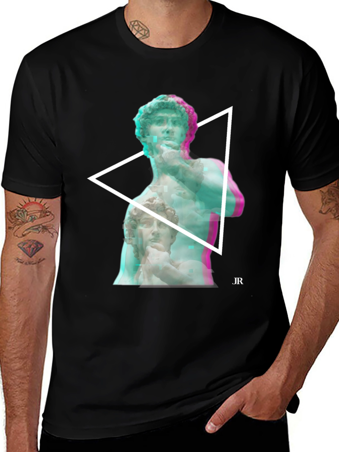 David Statue Graphic Print Black T-Shirt