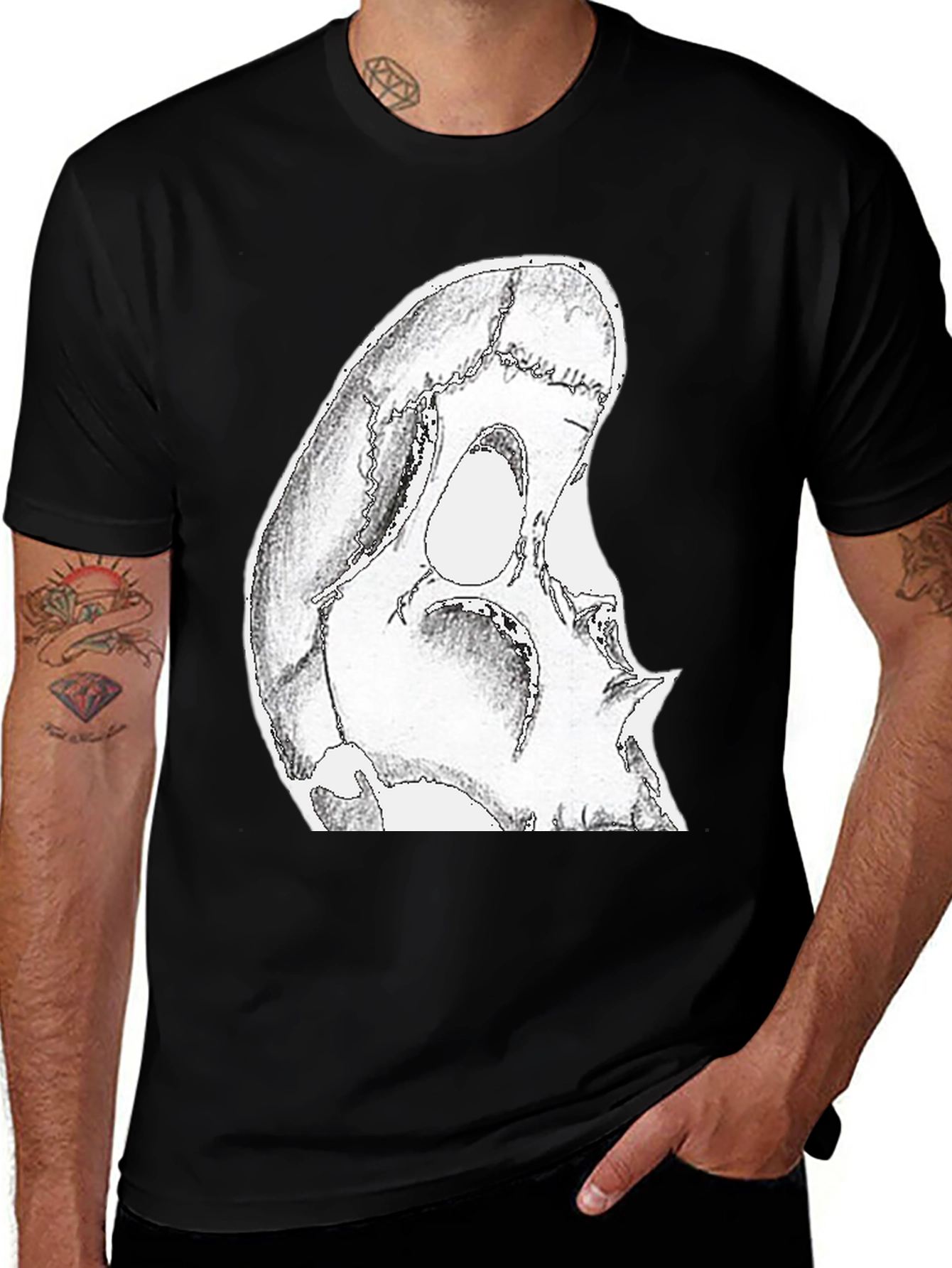 Variant 11 of Unique Skull Graphic Tee - Black Cotton T-Shirt