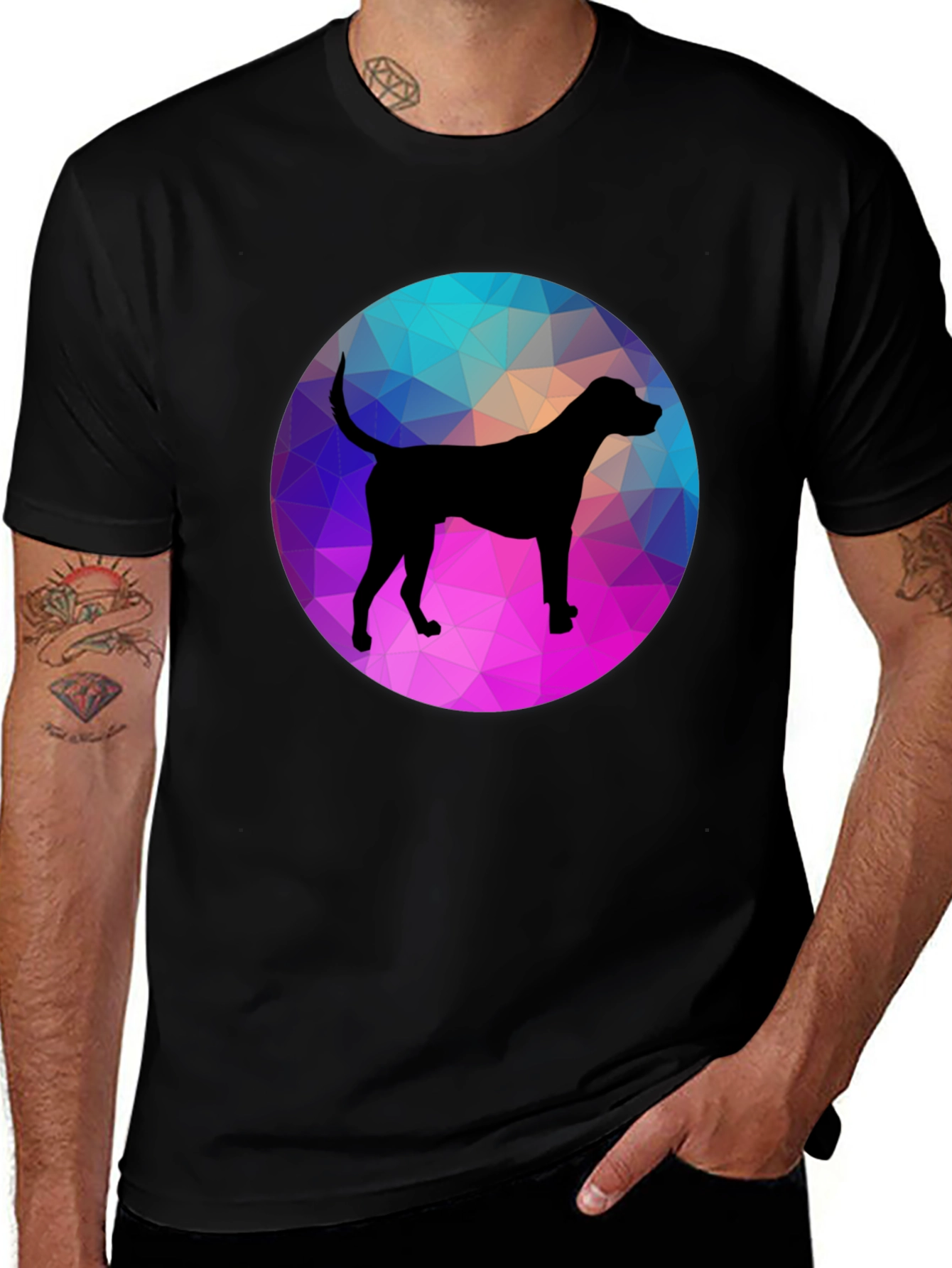 Variant 4 of Geometric Dog Silhouette T-Shirt