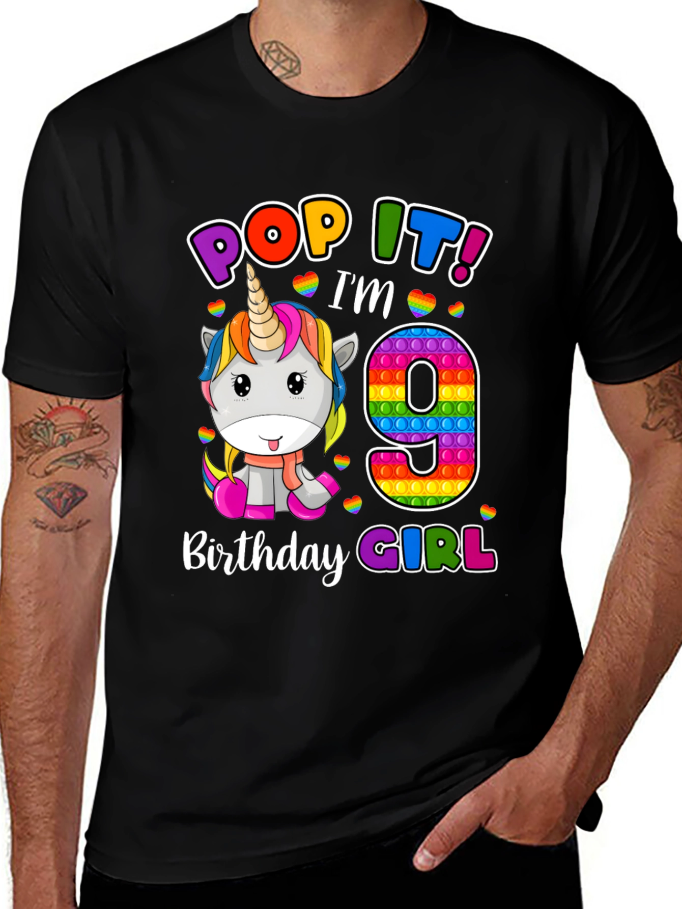 Variant 25 of Pop It I'm 9 Birthday Girl T-Shirt