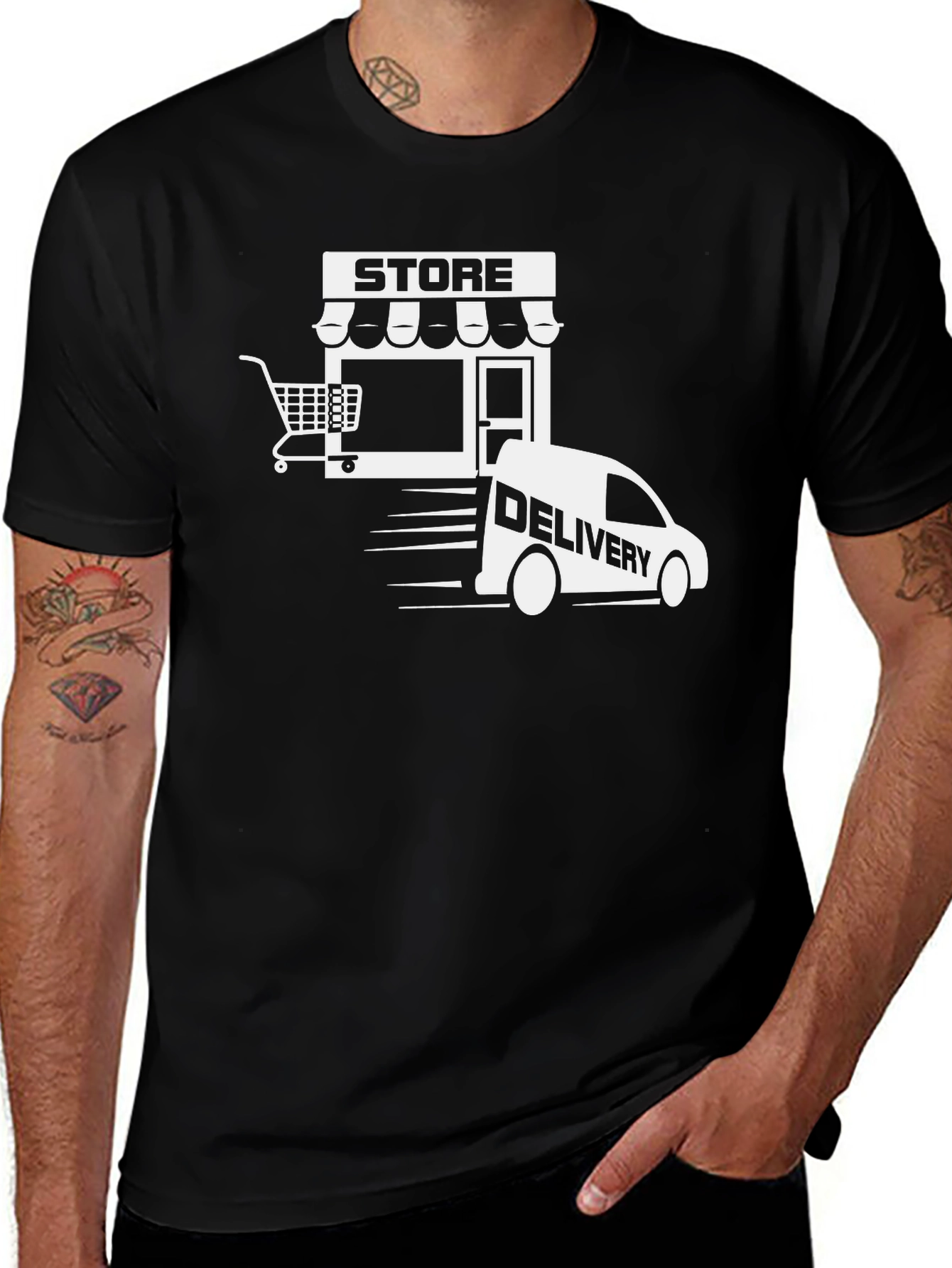 Online Store Delivery Black T-Shirt