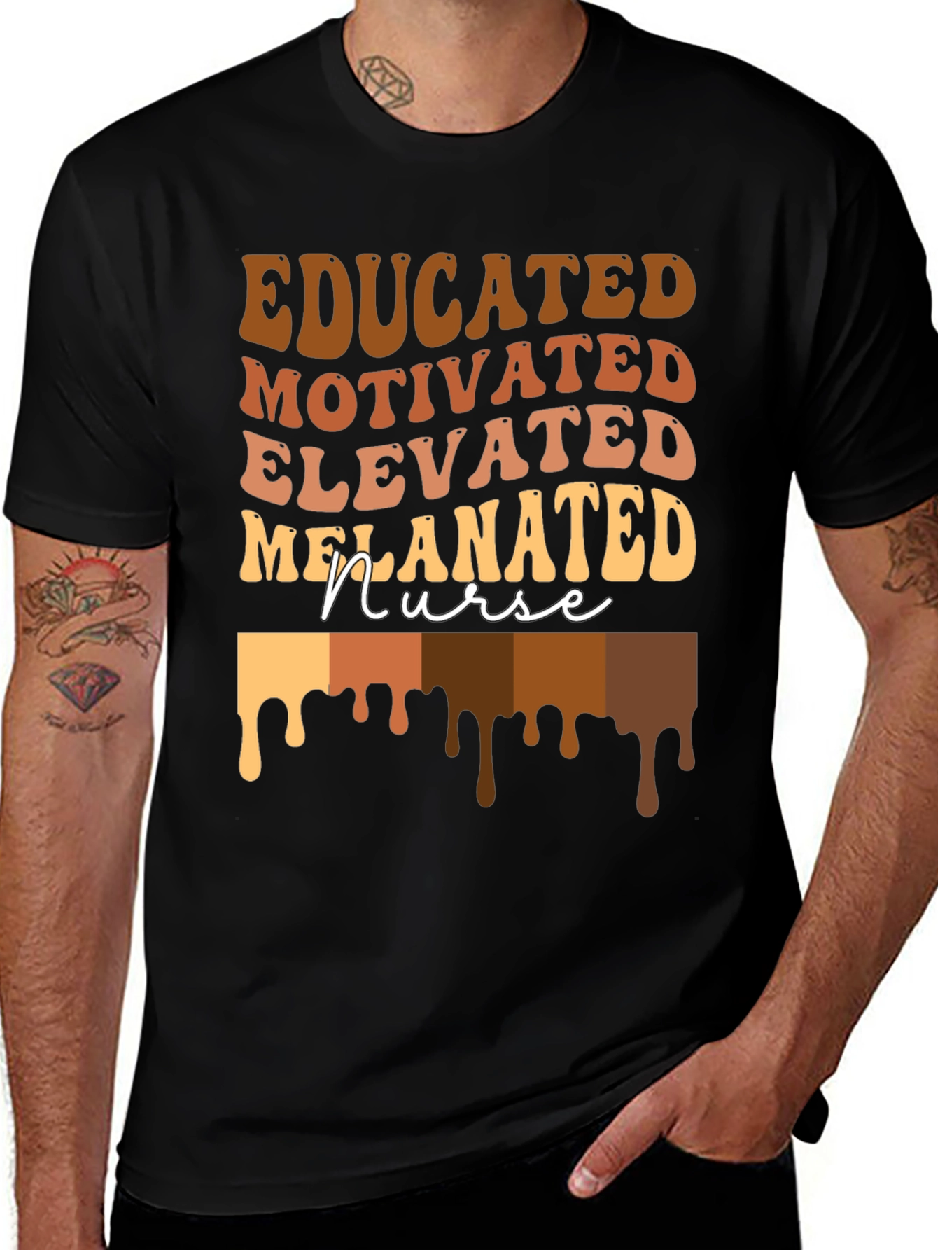 Variant 14 of Educated Motivated Melanin Nurse T-Shirt