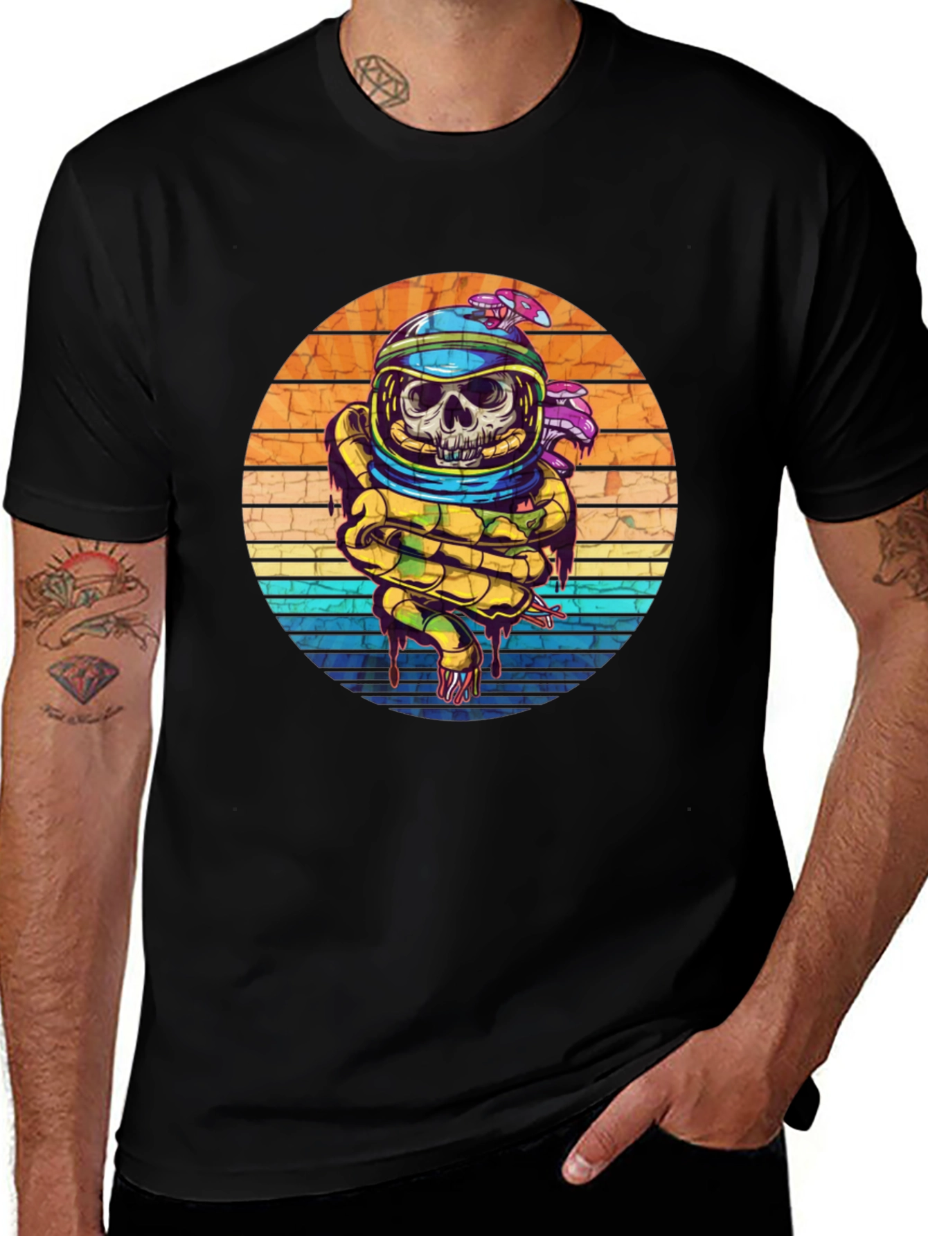 Variant 18 of Skull Astronaut Graphic Tee - Retro Style