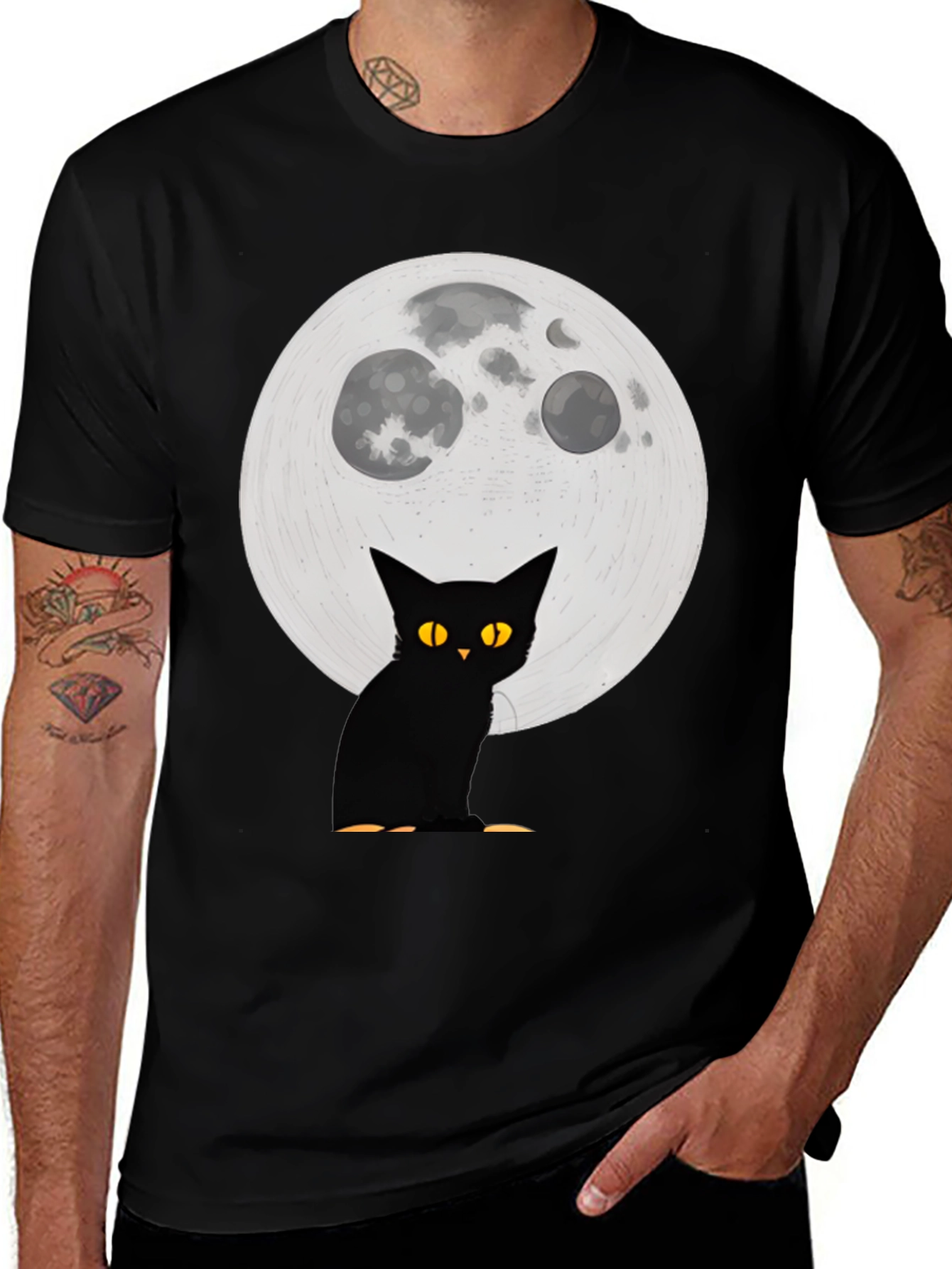 Variant 25 of Black Cat Moon Graphic T-Shirt - Halloween Spooky Vibes
