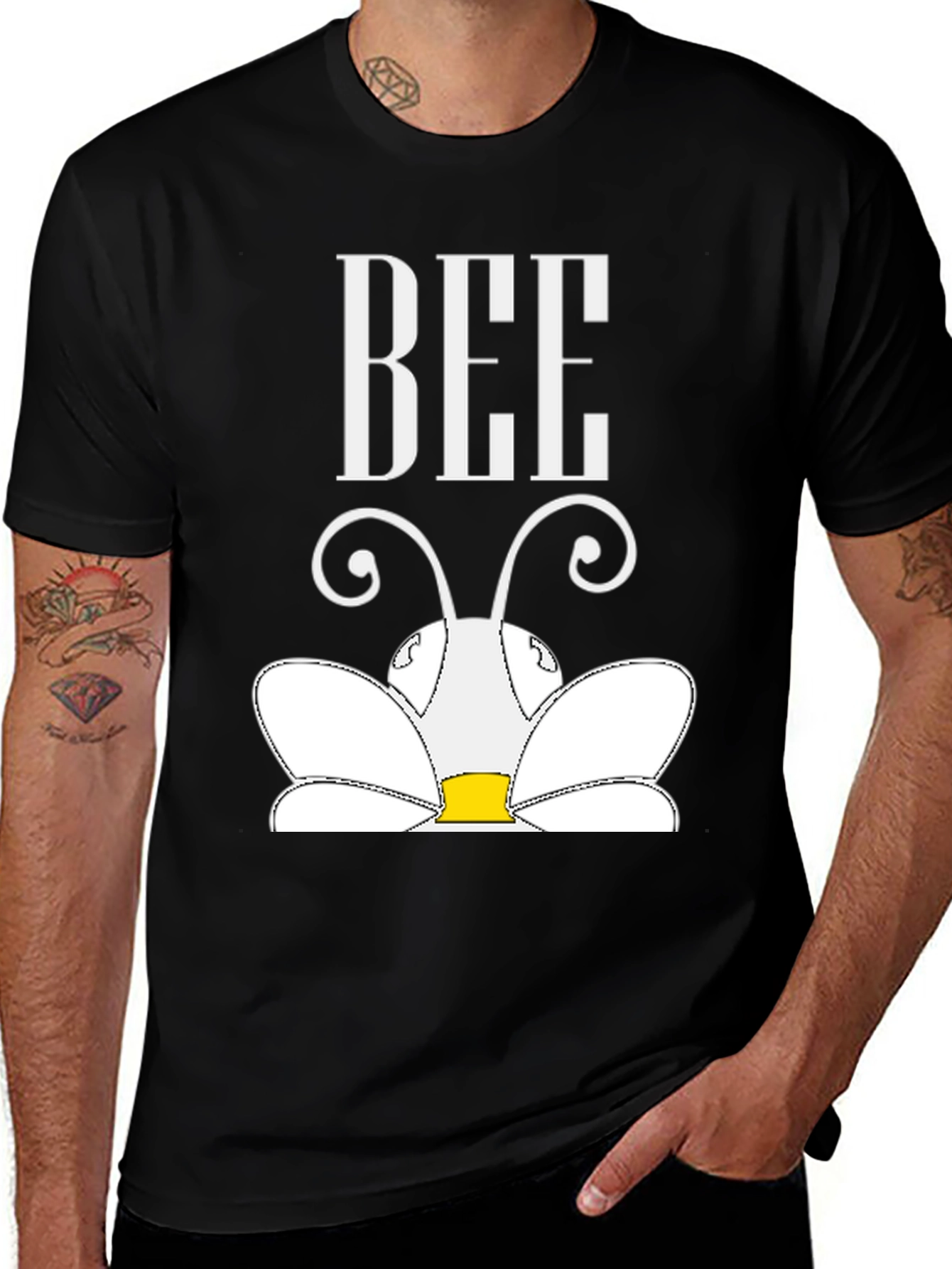 Variant 20 of Bee Graphic T-Shirt - Black Cotton Tee