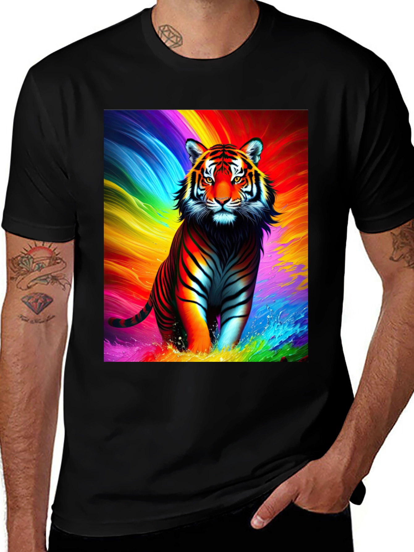 Variant 18 of Rainbow Tiger Graphic Tee - Bold Style