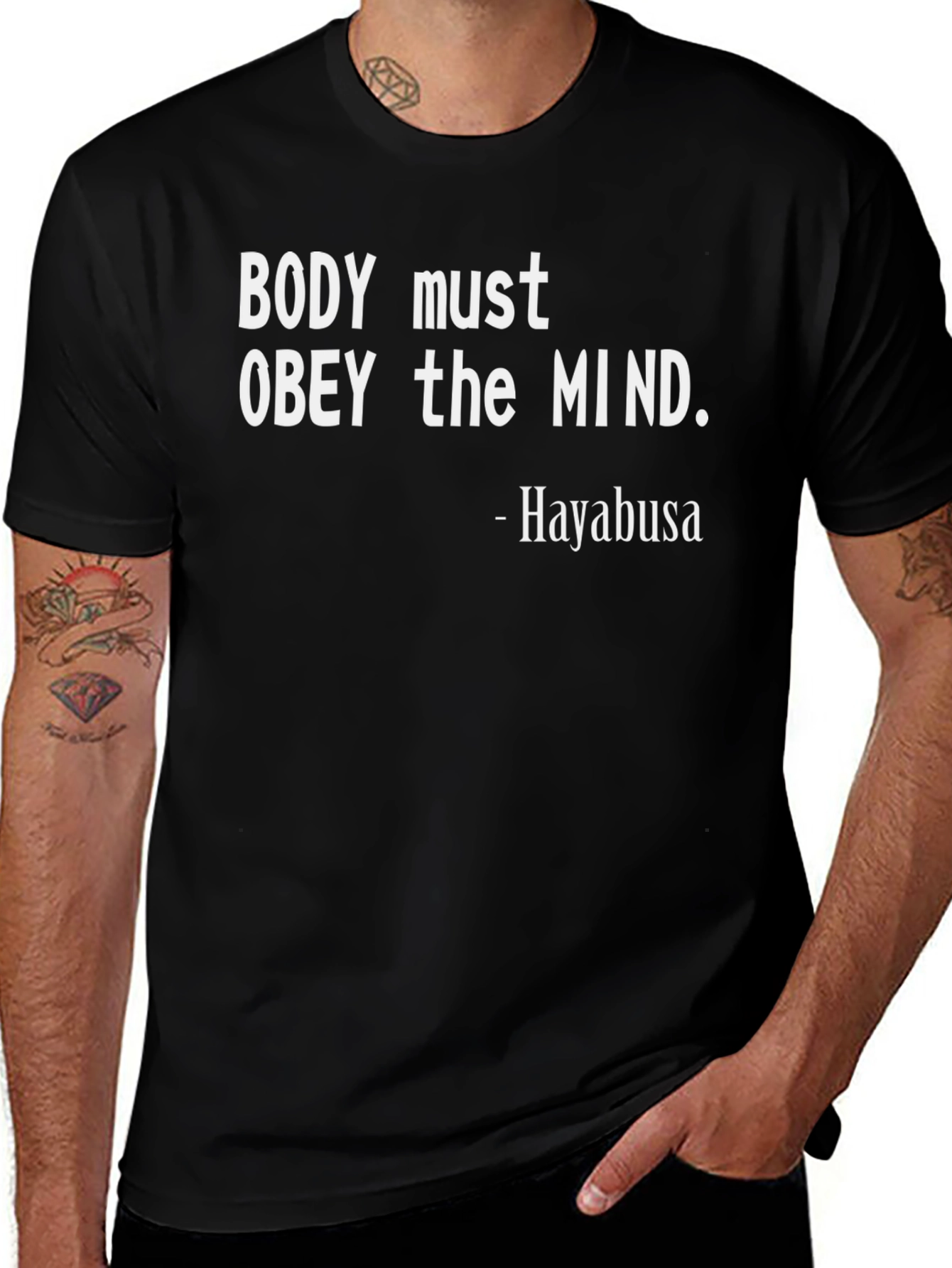 Variant 28 of Body Must Obey the Mind T-Shirt - Hayabusa Quote Tee