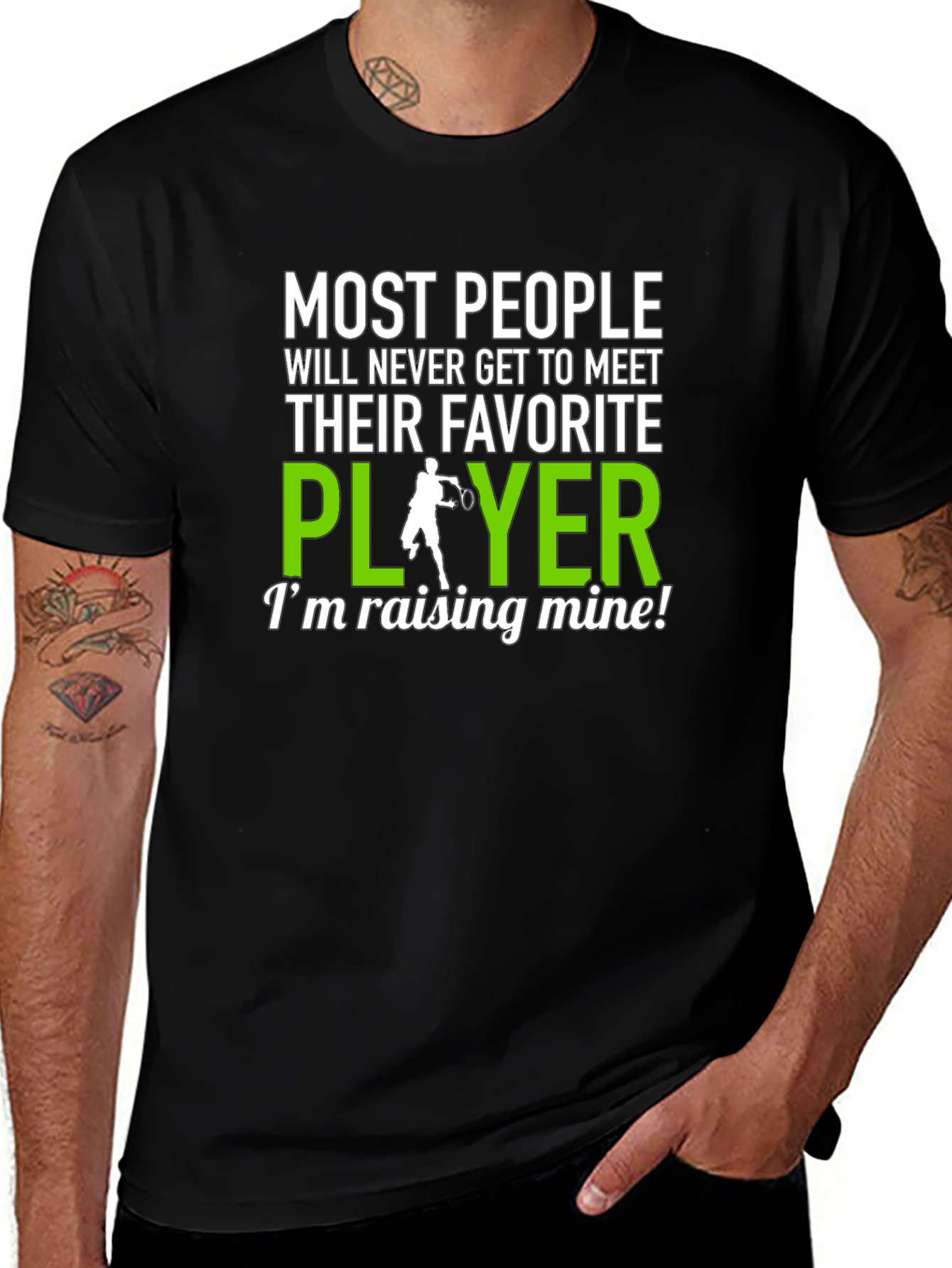 Black Tennis Player T-Shirt: Raising My Favorite! main image