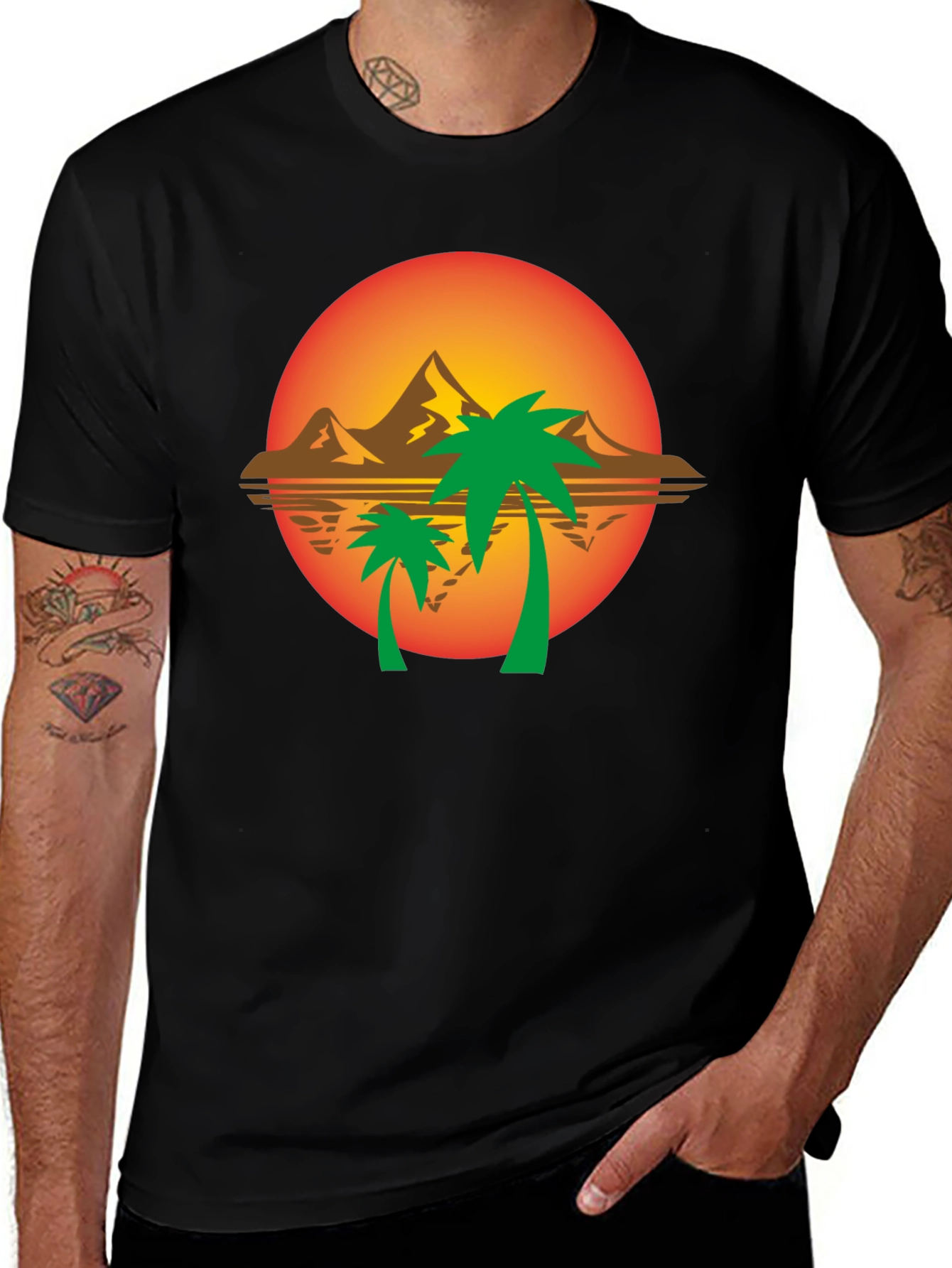 Variant 30 of Sunset Palms Graphic Tee - Tropical Vibes