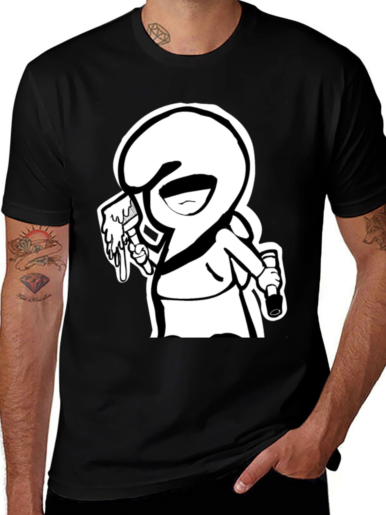 Variant 18 of Cartoon Graffiti Artist Black Graphic Tee