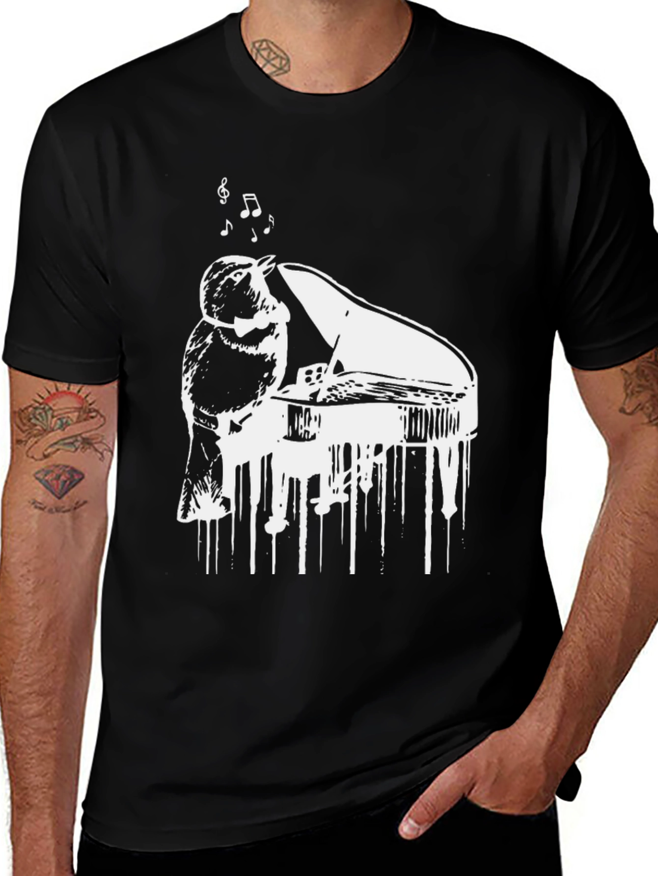 Variant 11 of Bird Playing Piano T-Shirt - Music Lover Tee