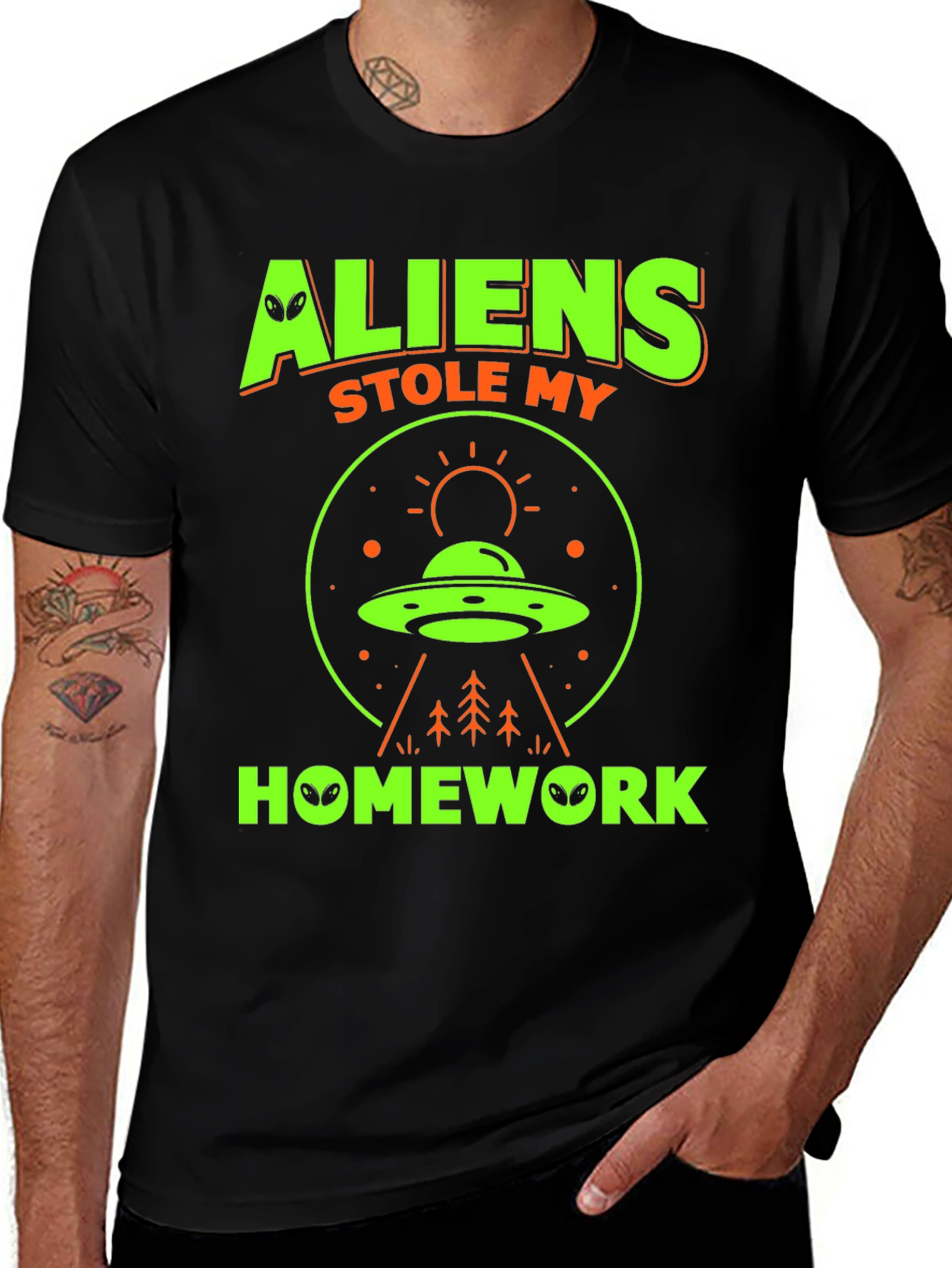 Variant 4 of Aliens Stole My Homework Graphic Tee