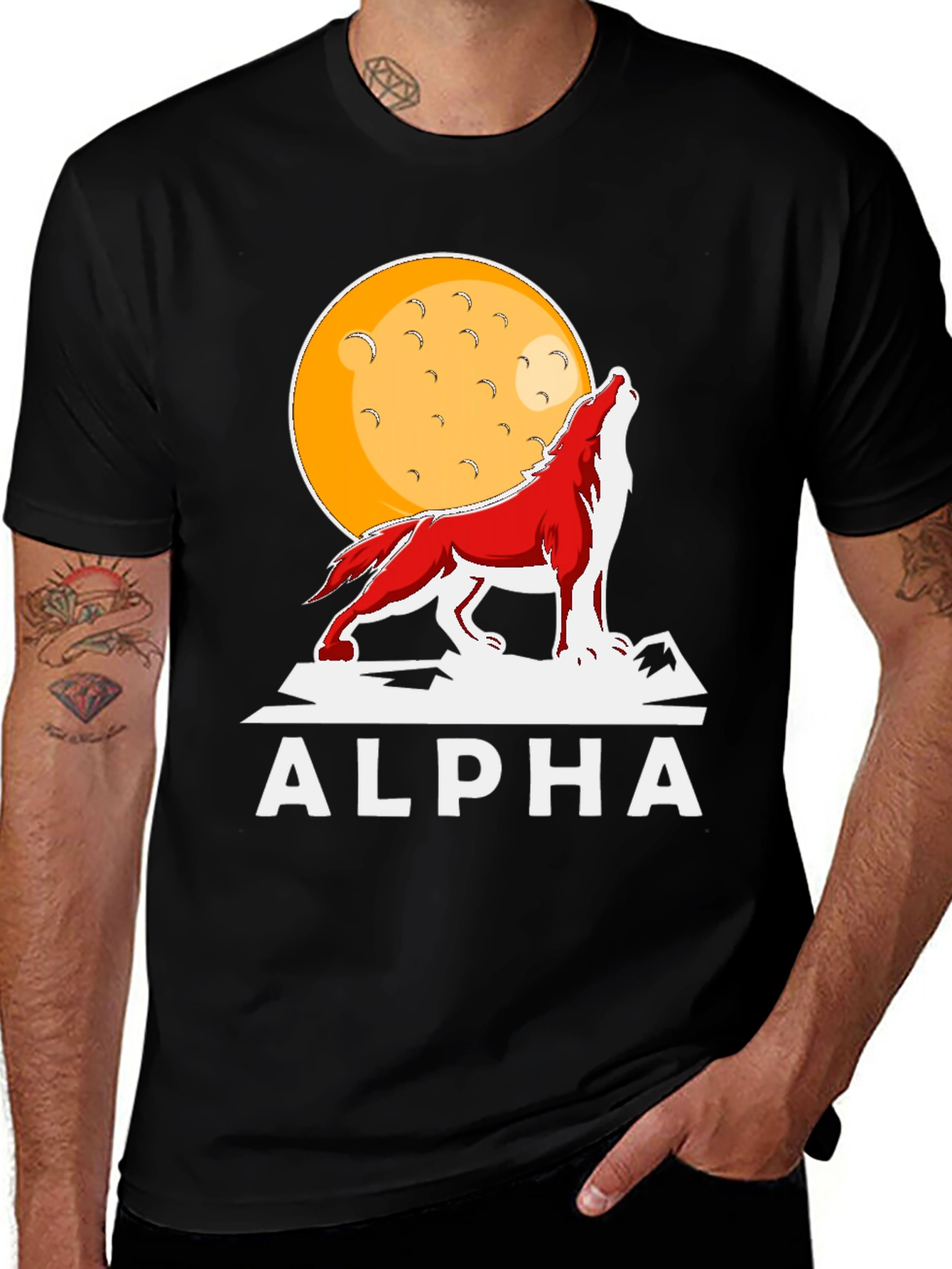 Variant 20 of Alpha Wolf Moon Graphic Tee - Bold Statement T-Shirt