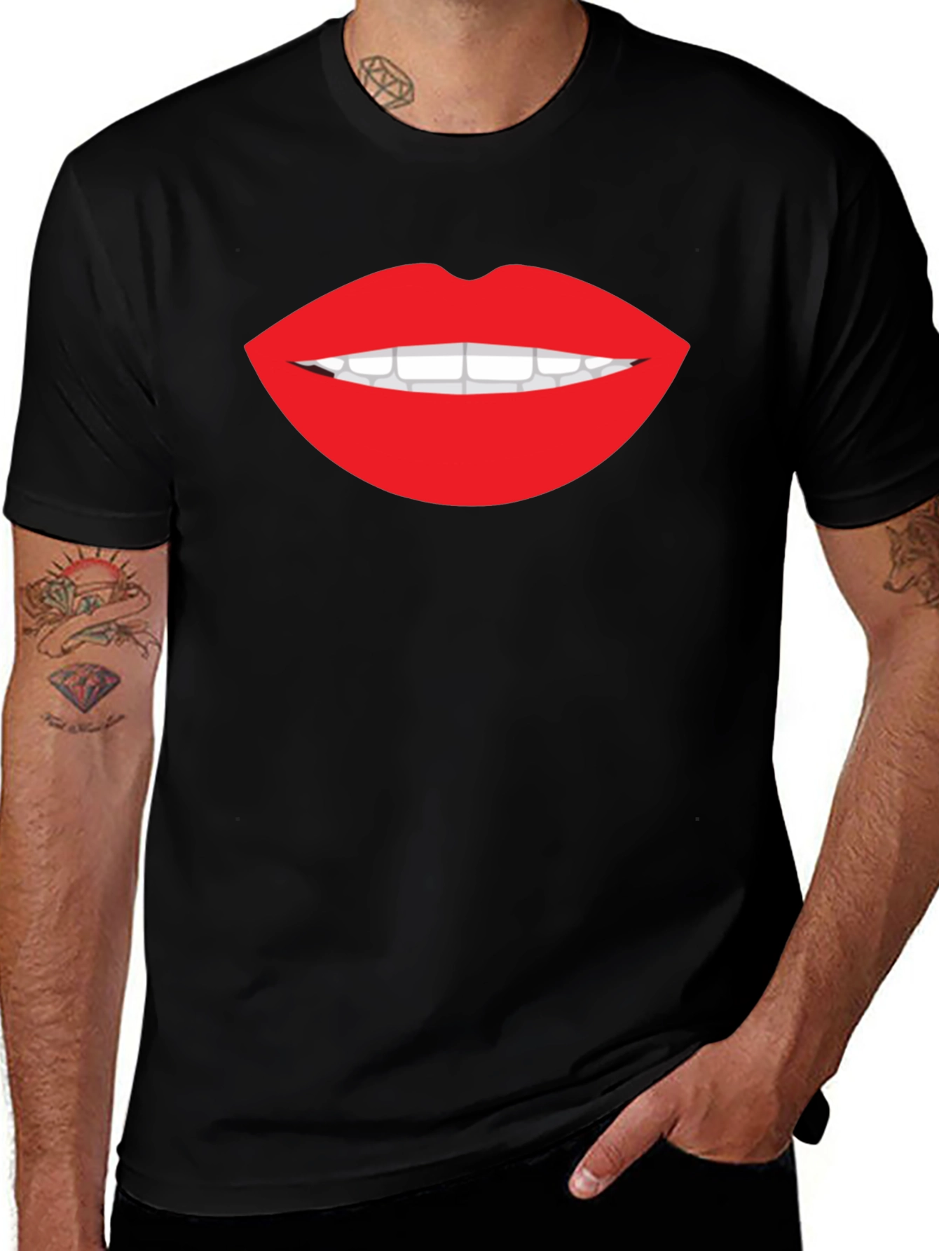 Variant 23 of Bold Lip Graphic Tee - Stylish Black T-Shirt