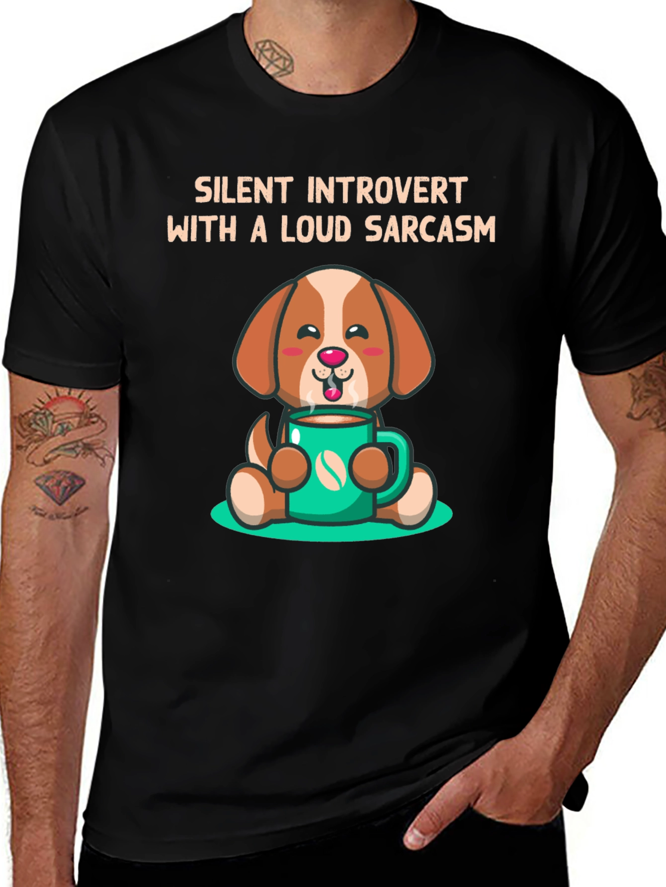 Variant 8 of Silent Introvert Dog Graphic Tee - Sarcastic Humor T-Shirt