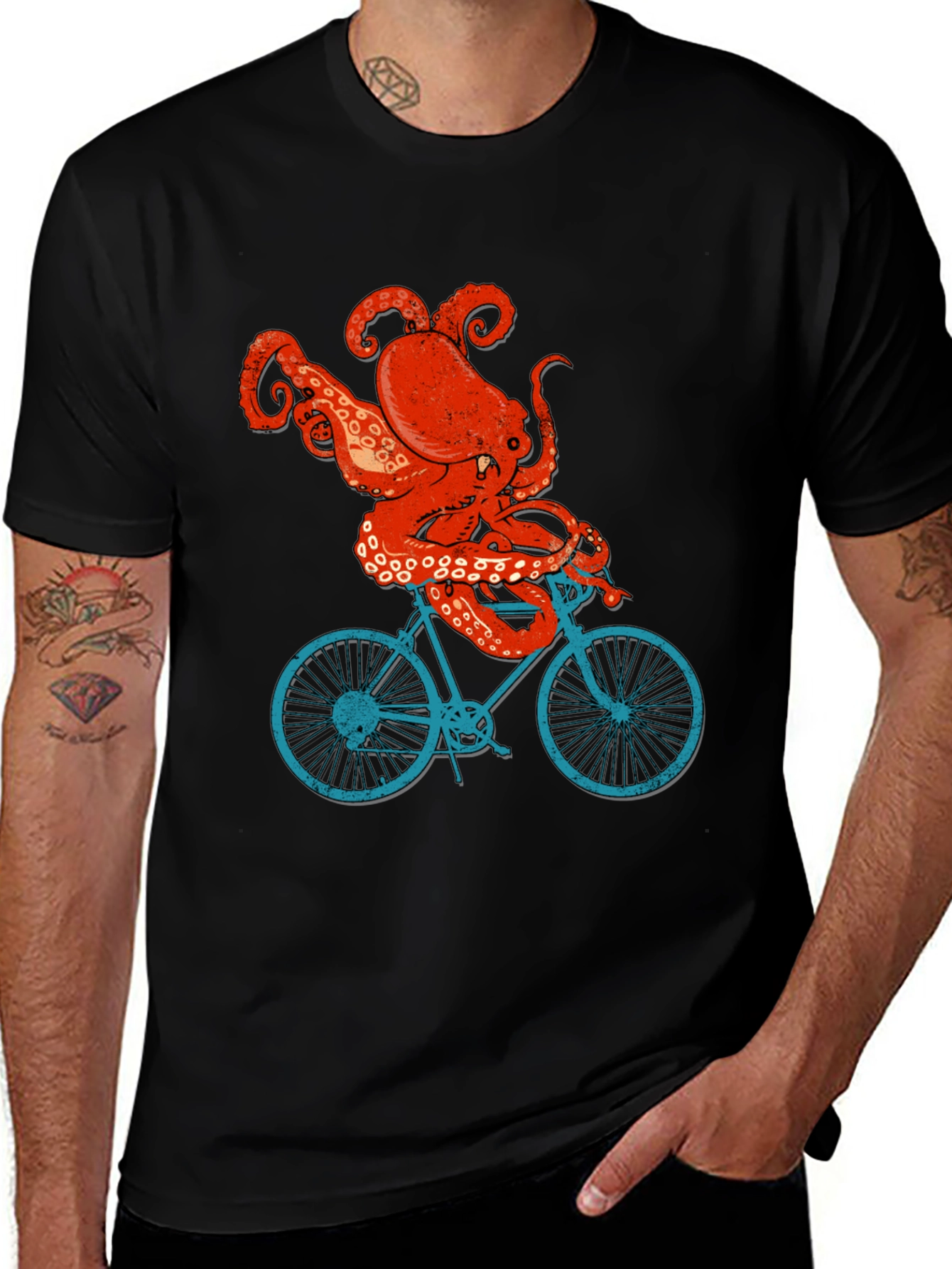 Variant 28 of Octopus Riding Bike T-Shirt - Quirky Graphic Tee